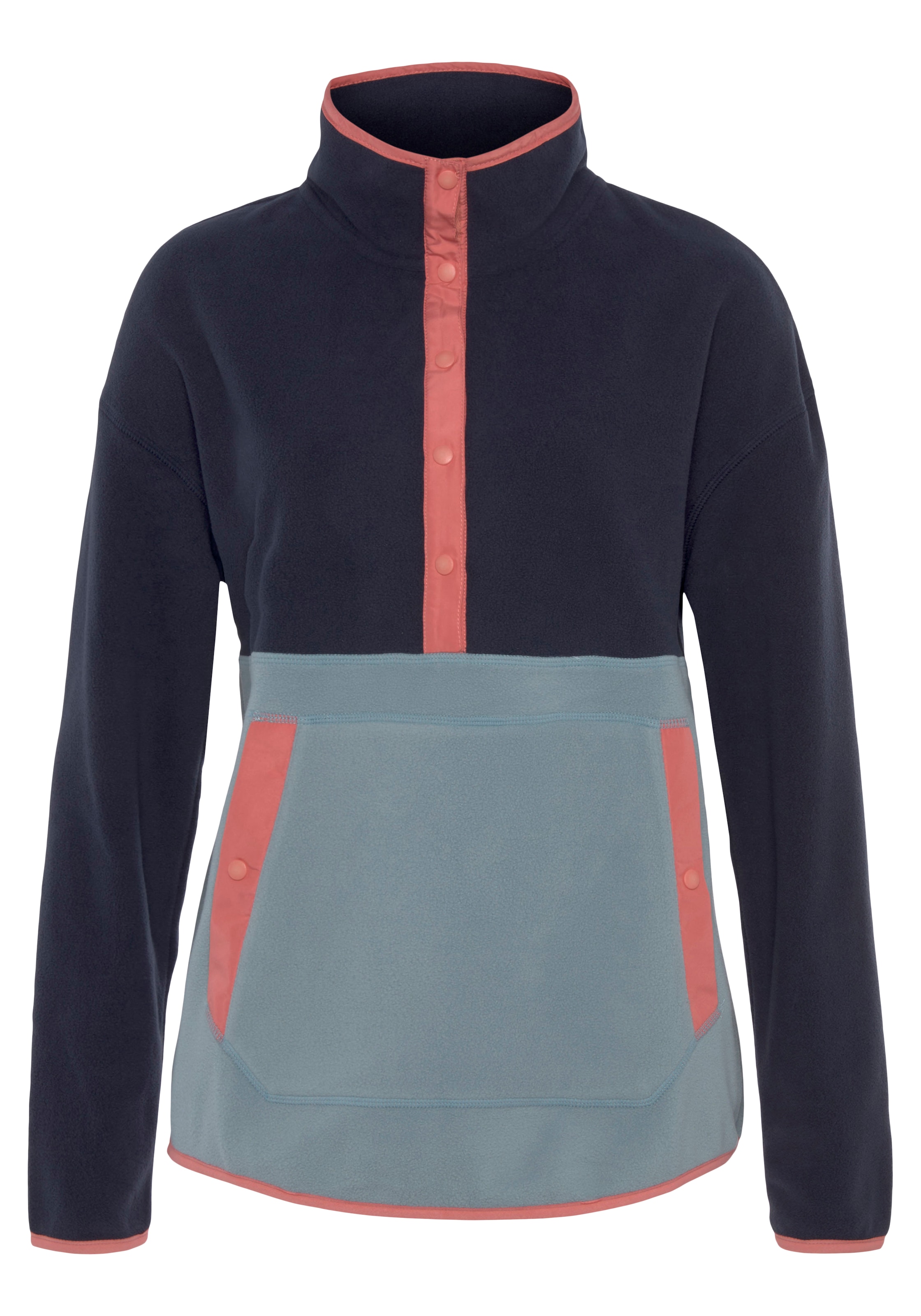 Polarino Fleecepullover, mit Colourblocking-Optik, mit Kängurutasche, aus Fleecestoff