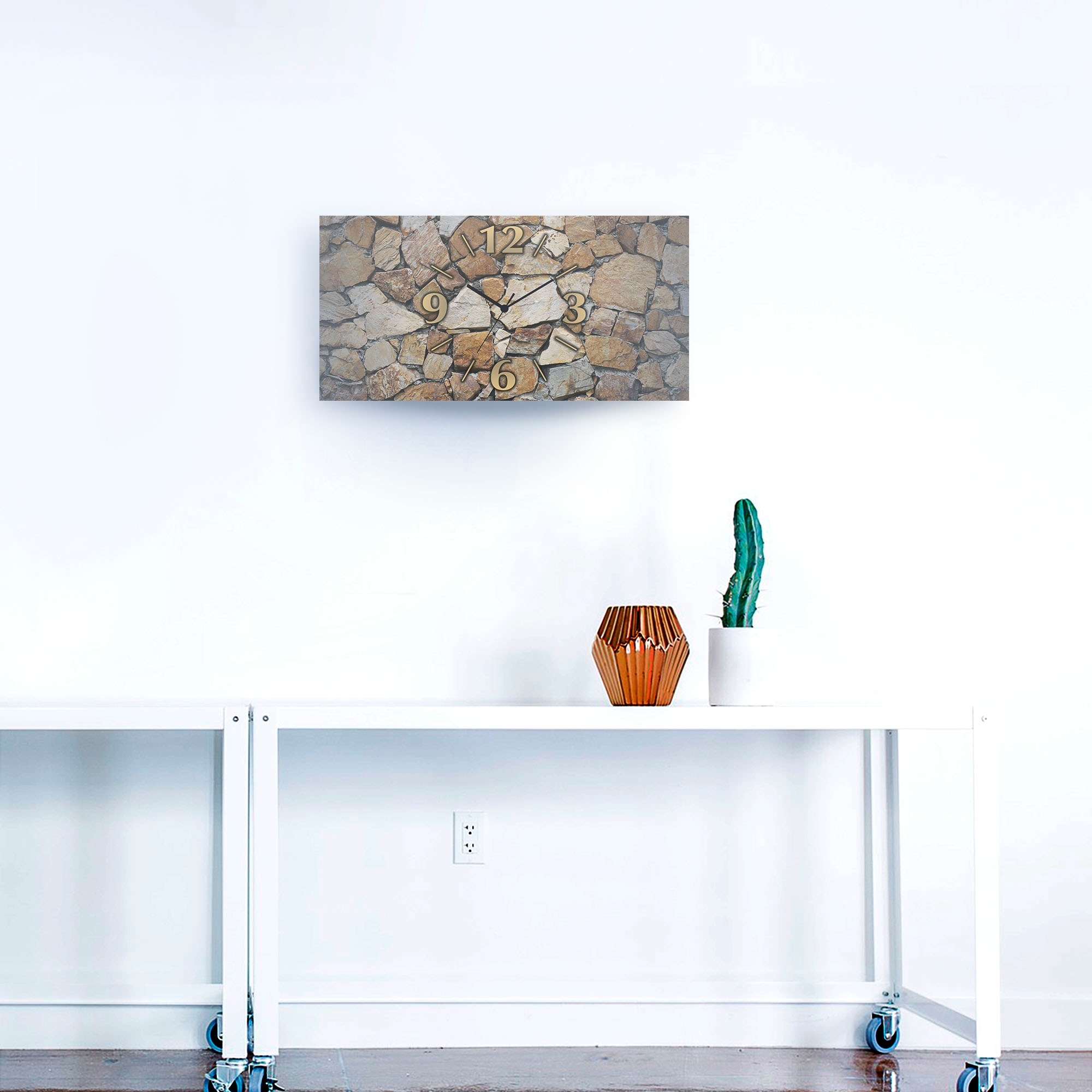 Artland Wanduhr »Braune Steinwand« wahlweise mit Quarz- oder Funkuhrwerk, lautlos ohne Tickgeräusche