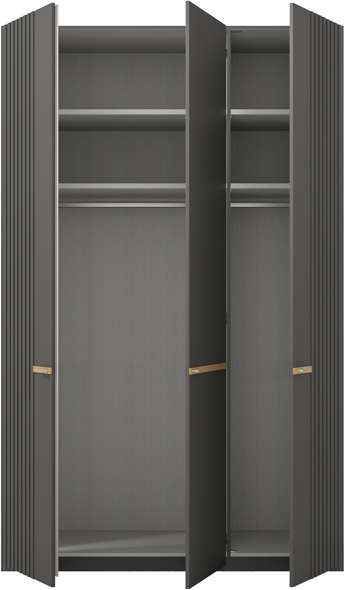 Musterring Drehtürenschrank »Isabelle« Lamellen in Korpusfarbe, Griffe in silber, versch. Größen und Farben