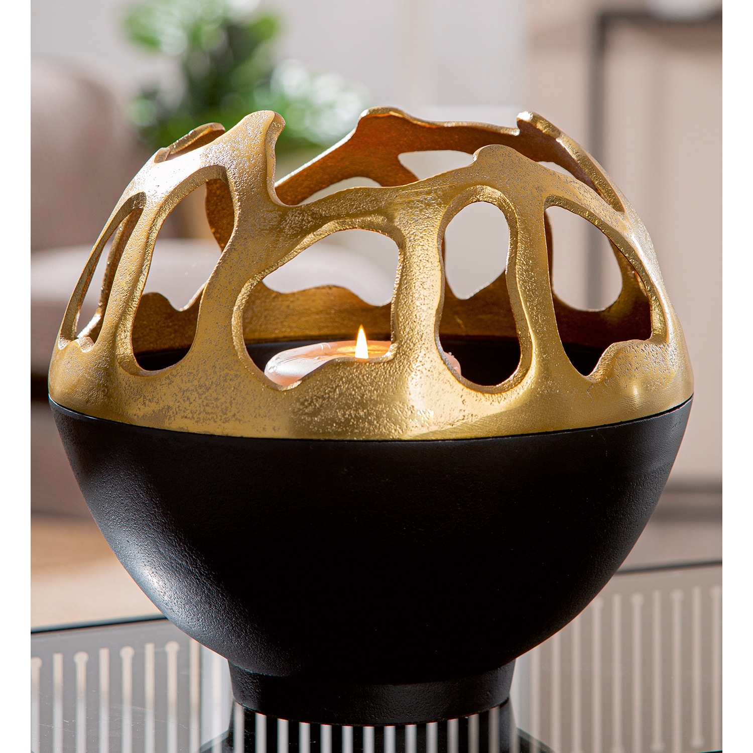 GILDE Windlicht »Windlicht Branca goldfarben; schwarz«, (1 St.) günstig online kaufen