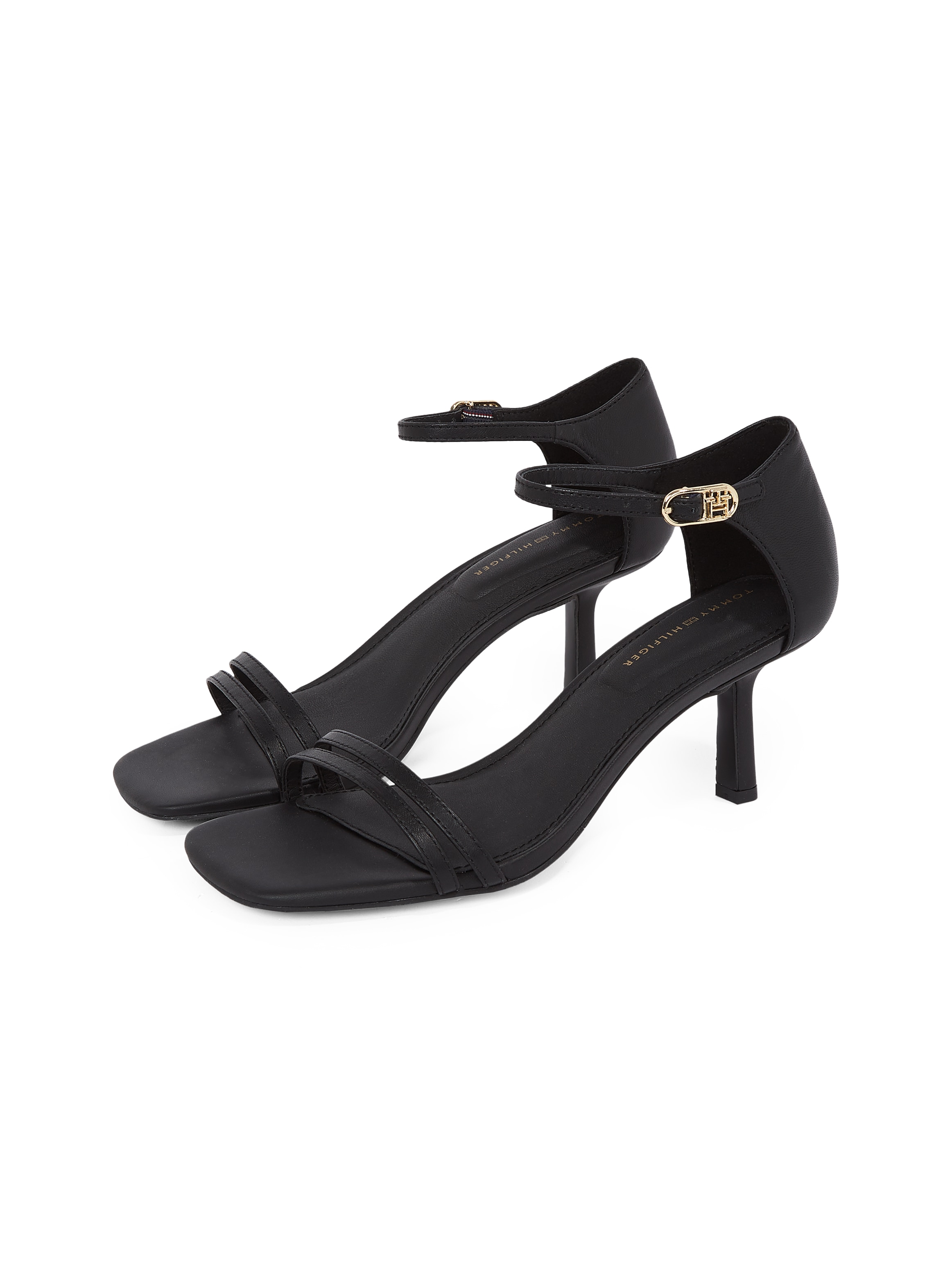 Tommy Hilfiger High-Heel-Sandalette »KITTEN HEEL SANDAL LEATHER«, Stilettoabsatz, Partyschuh, Abendschuh, verstellbares Fesselriemchen