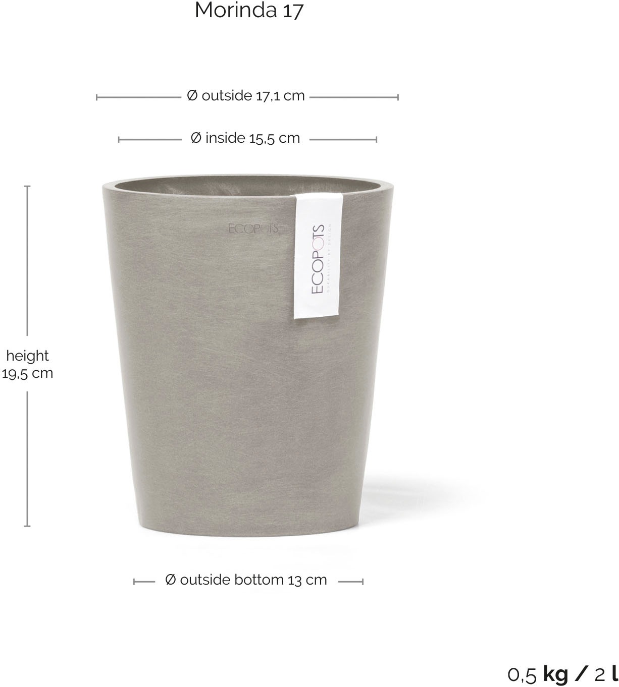 ECOPOTS Blumentopf »Morinda Orchidee 17 Taupe« für den Innenbereich