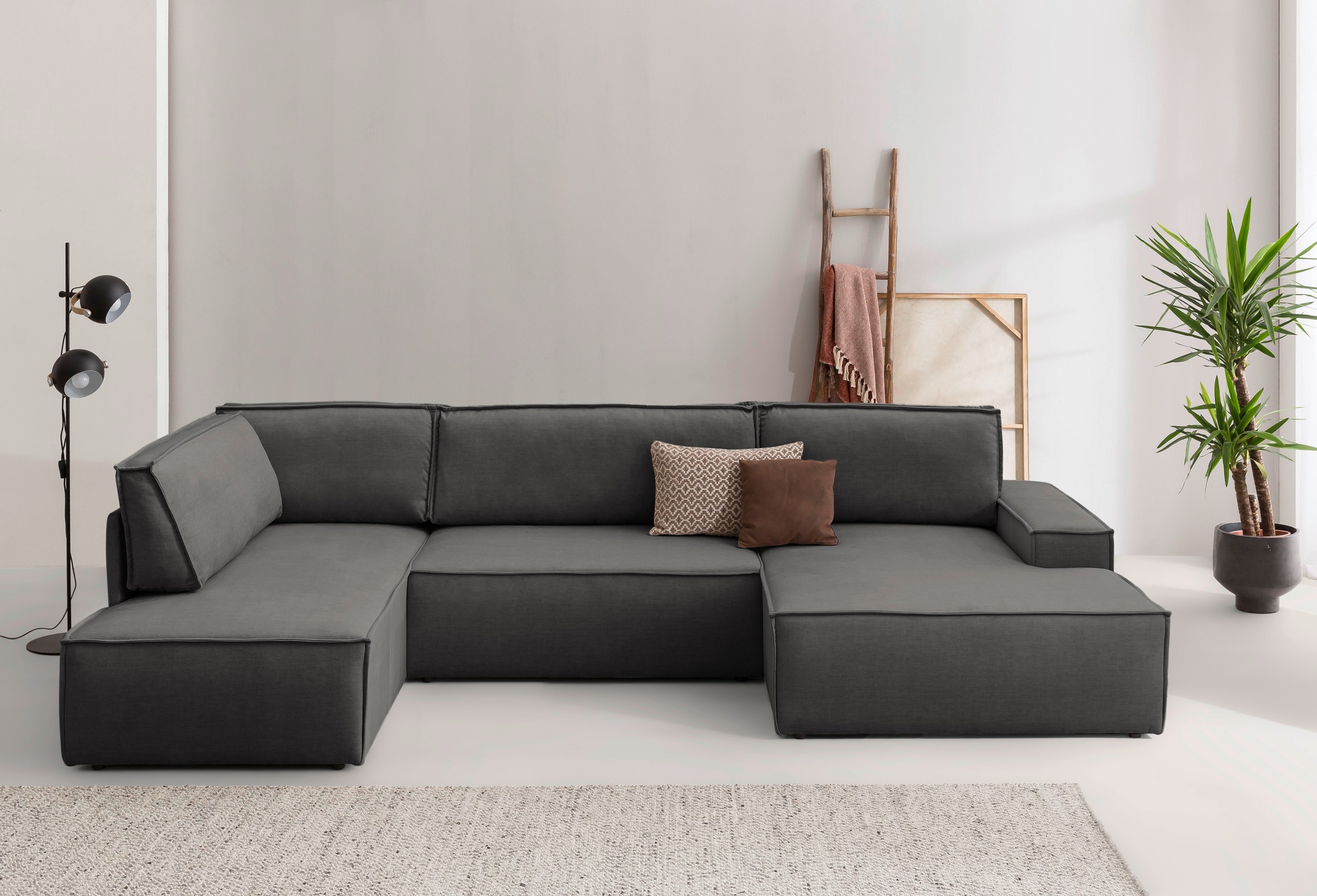 Home affaire Wohnlandschaft "SHERWOOD XXL 329 cm, U-Form, Schlafsofa,", Sch günstig online kaufen