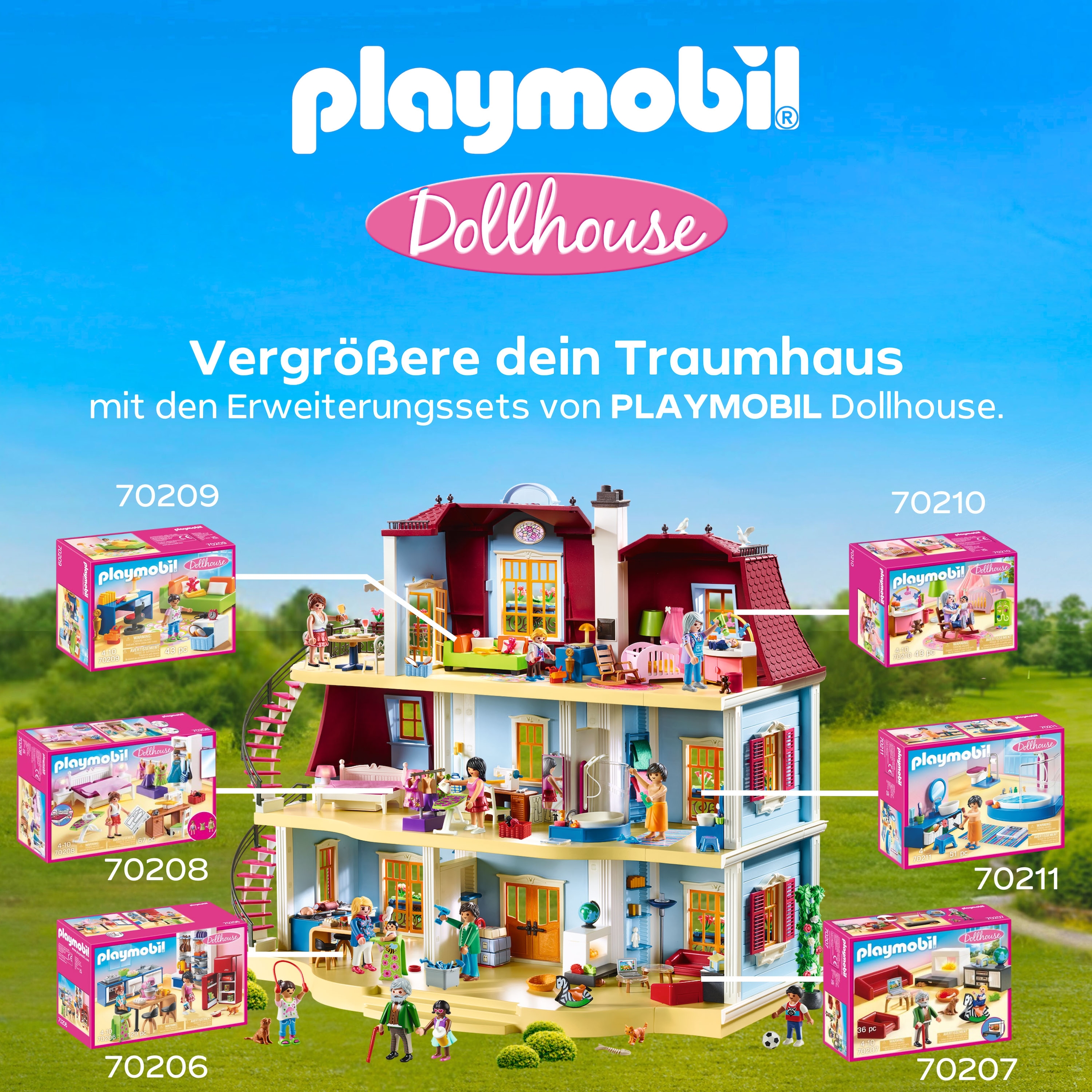 Playmobil® Konstruktions-Spielset »Mein Großes Puppenhaus (70205), Dollhouse« Made in Germany
