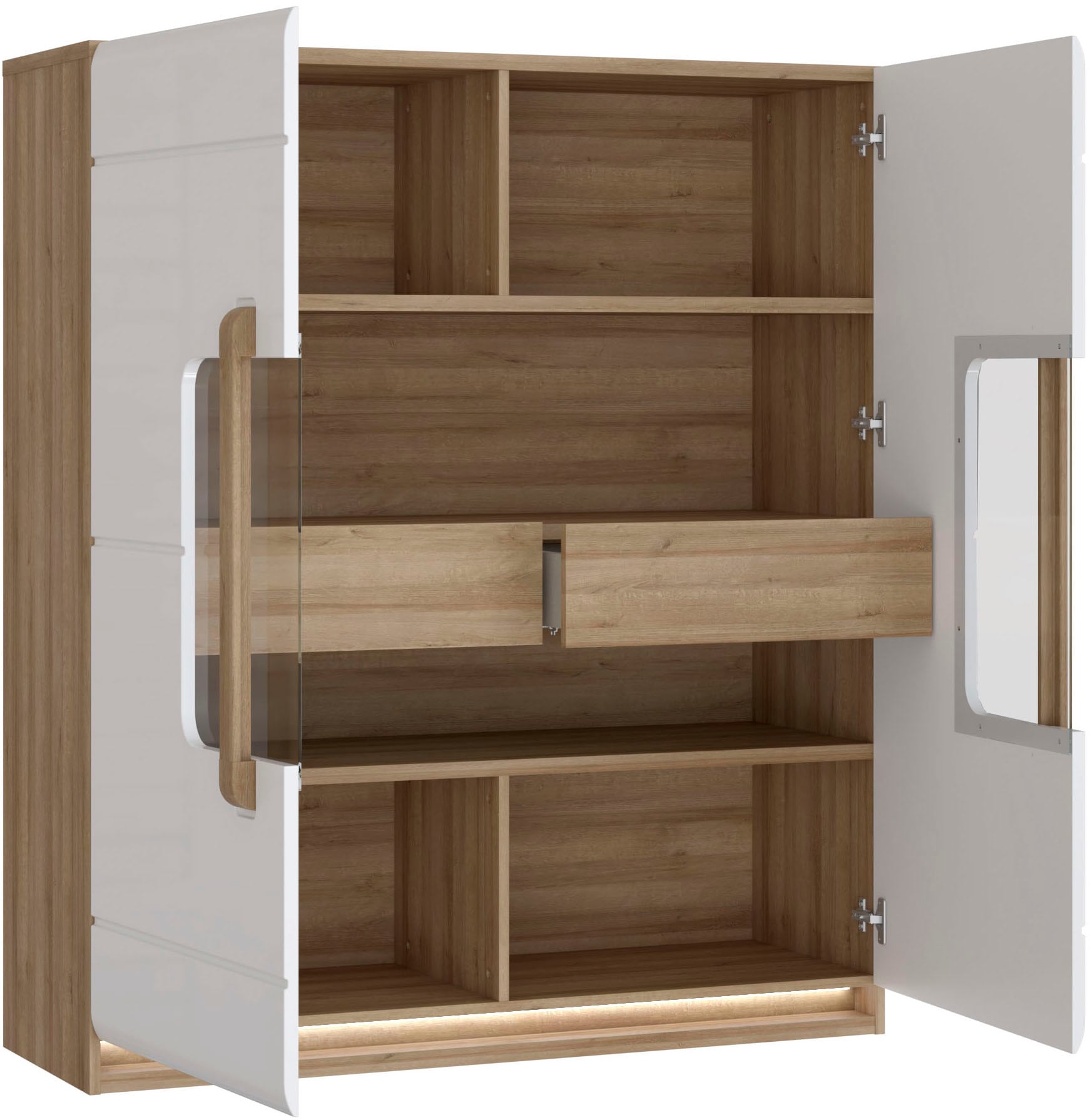 FORTE Highboard »Attention«, Highboard, Beleuchtung, Soft Close,Glastüre, Stauraum