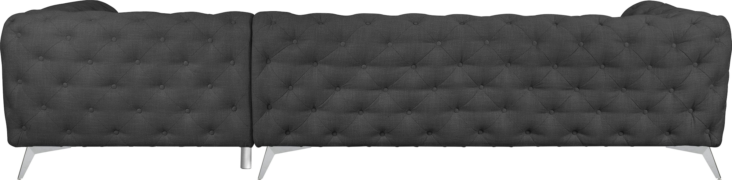 Leonique Chesterfield-Sofa »Ecksofa GLYNIS L-Form mit Wellenunterfederung, Maße B/T/H 323/264/75cm«, aufwändige Knopfheftung, moderne Chesterfield Optik, Fußfarbe wählbar