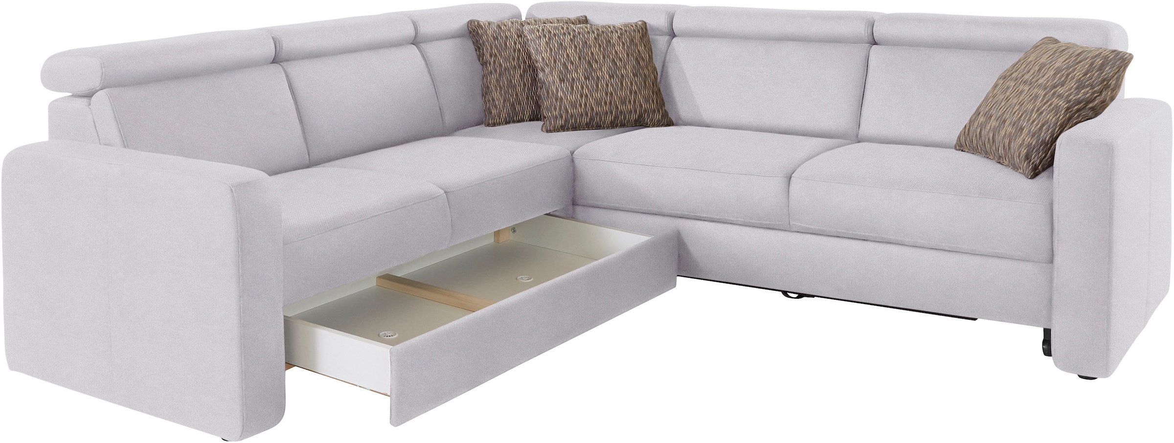 sit&more Ecksofa »Bologna L-Form«, Kopfteilverstellung, wahlweise mit Bettfunktion und Schubkasten