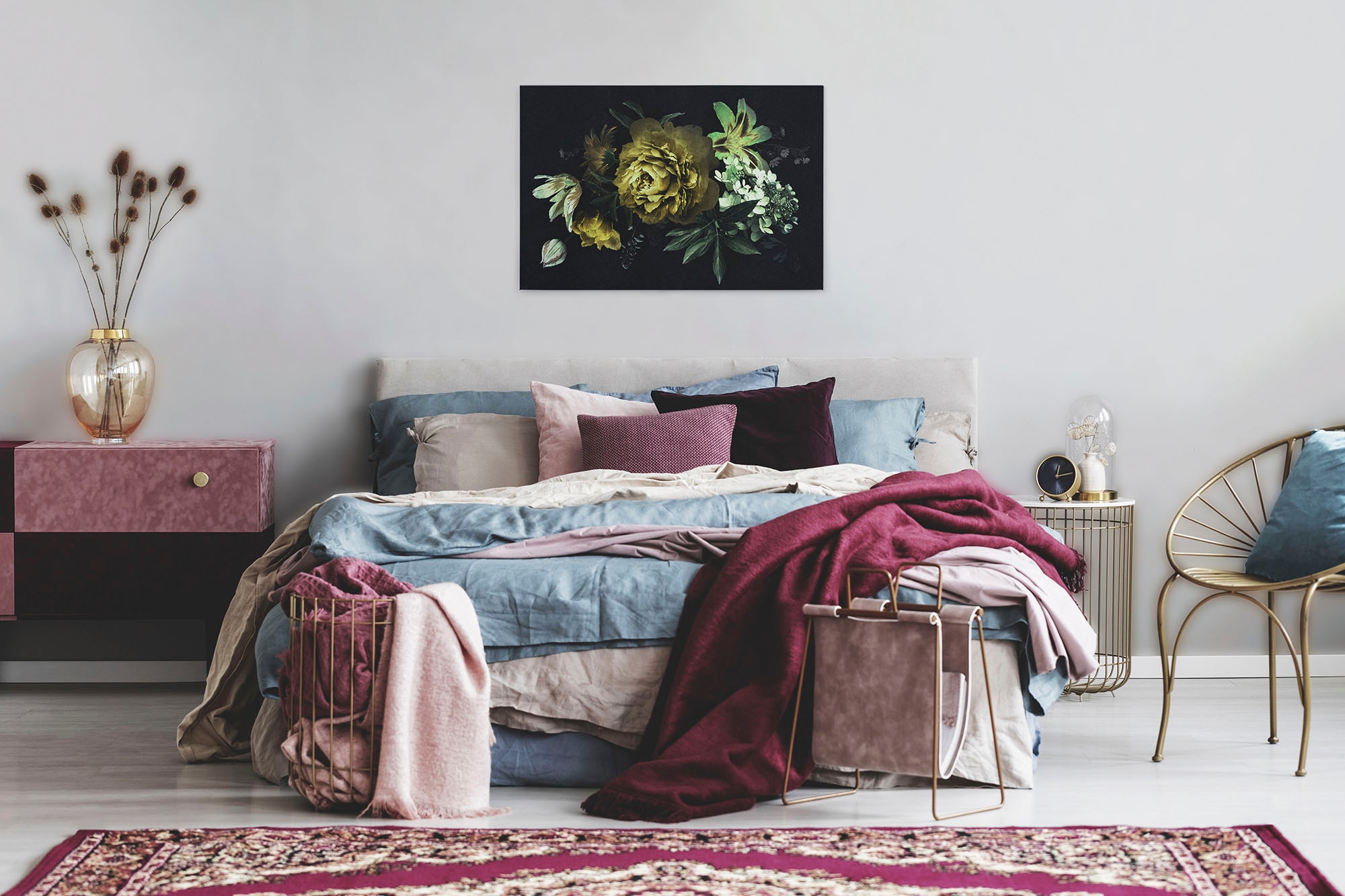A.S. Création Leinwandbild »drama queen«, Kunst-Blumen-Kinder, (1 St.), Keilrahmen Bild Floral Blumen Leinwand-Bild Wohnzimmer modern Wandbild