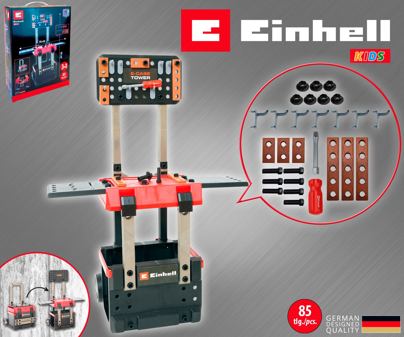 Happy People Spielwerkbank »EINHELL Kids E-Case«, (85 tlg.), mit Zubehör
