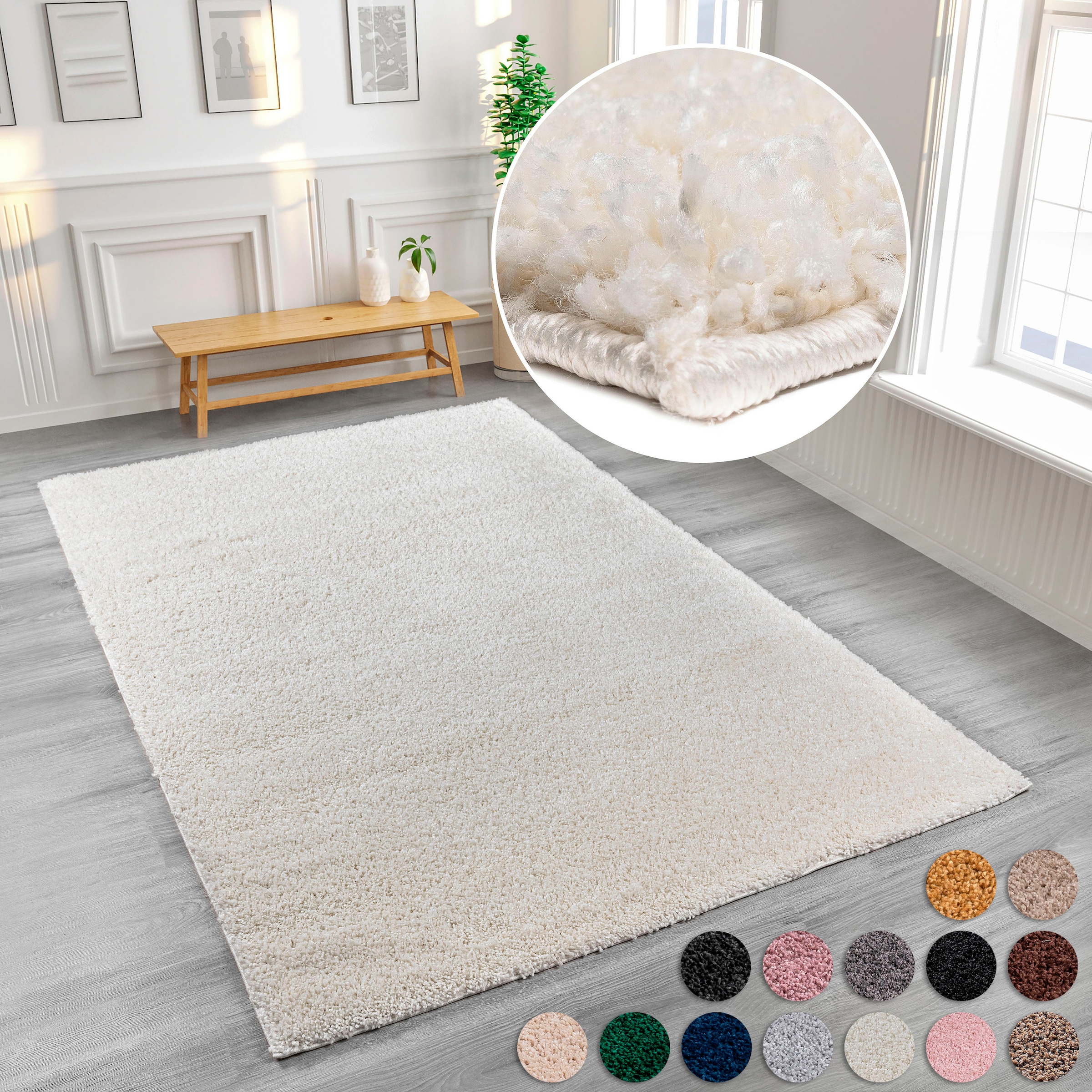 my home Hochflor-Teppich Viva, rechteckig, Höhe: günstig online kaufen