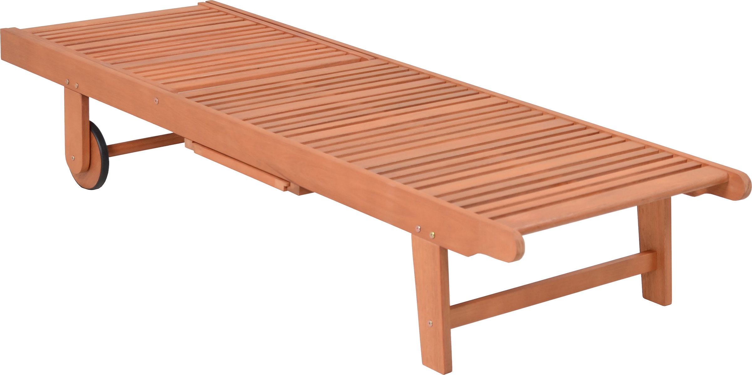 Garden Pleasure Gartenliege »Sonnenliege »SAN DIEGO«, braun«, Eukalyptusholz, verstellbare Rückenlehne, L: 110, cmausziehbarer Tisch