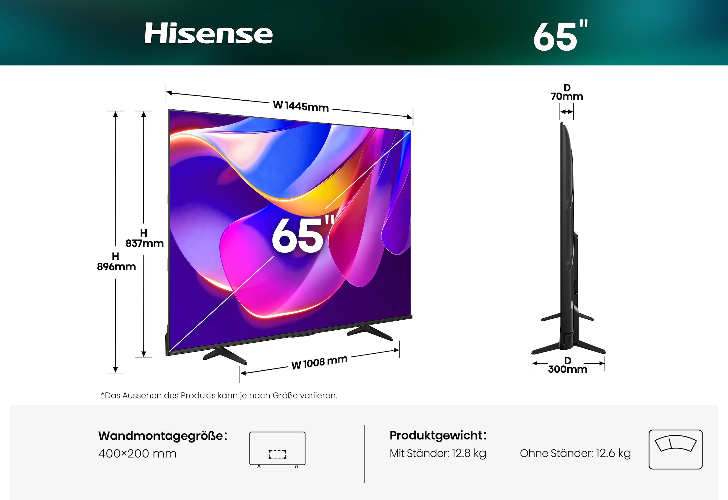 Hisense DLED-Fernseher »65E6DS« 164 cm/65 ″ Smart-TV