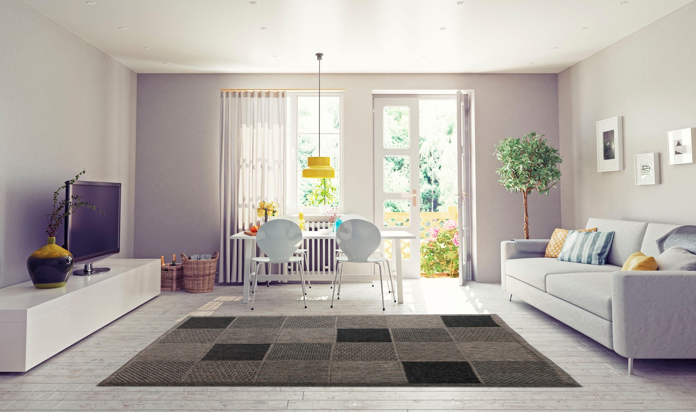 my home Teppich »Kaspar«, rechteckig, 5 mm Höhe, Innen-und Outdoor geeignet, Wohnzimmer