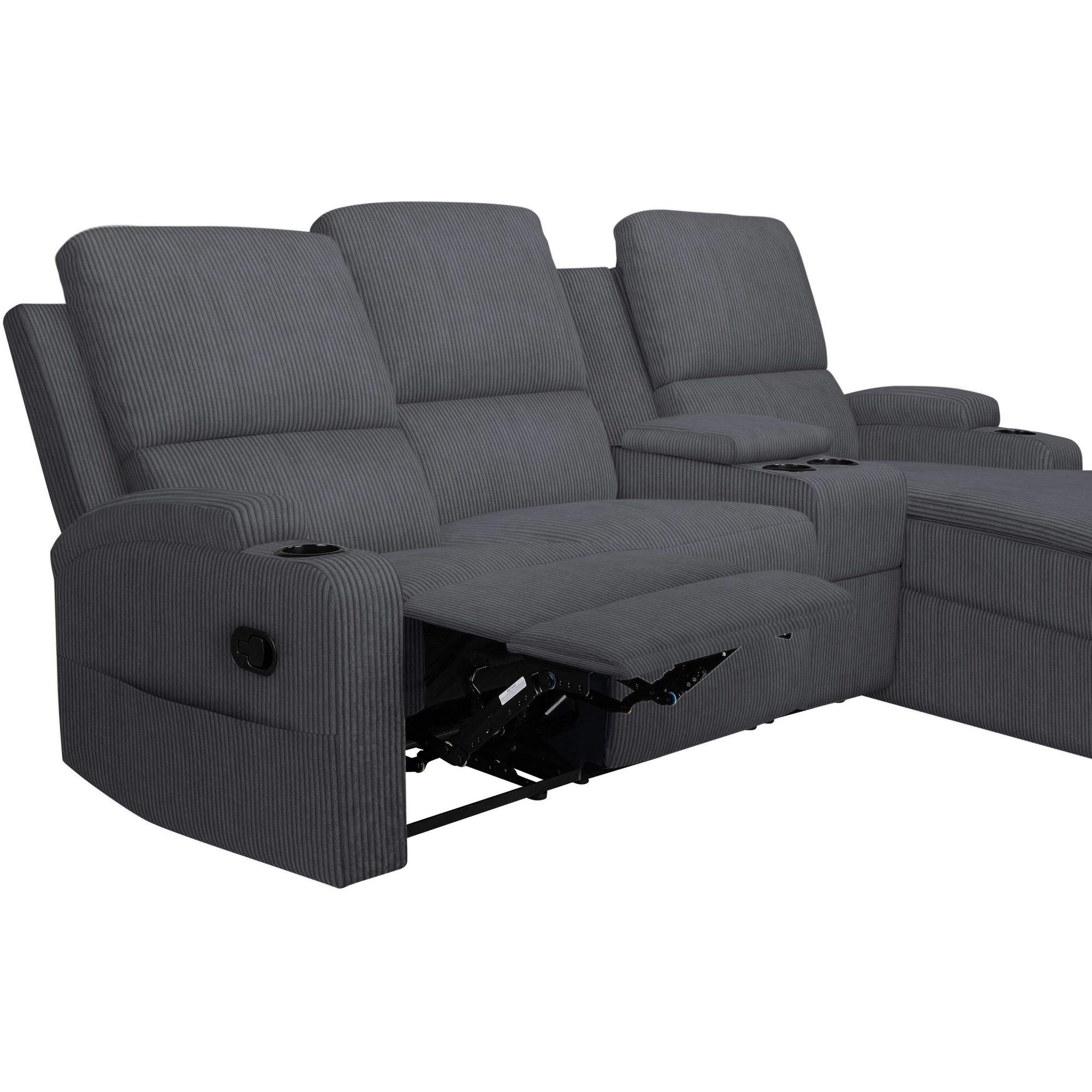 Home affaire Ecksofa »NAPORI Multimediasofa, 3er Kinosessel XXL, L-Form, Cord«, Kinosofa mit Relaxfunktion, Getränkehalter, Staufach und Staukasten