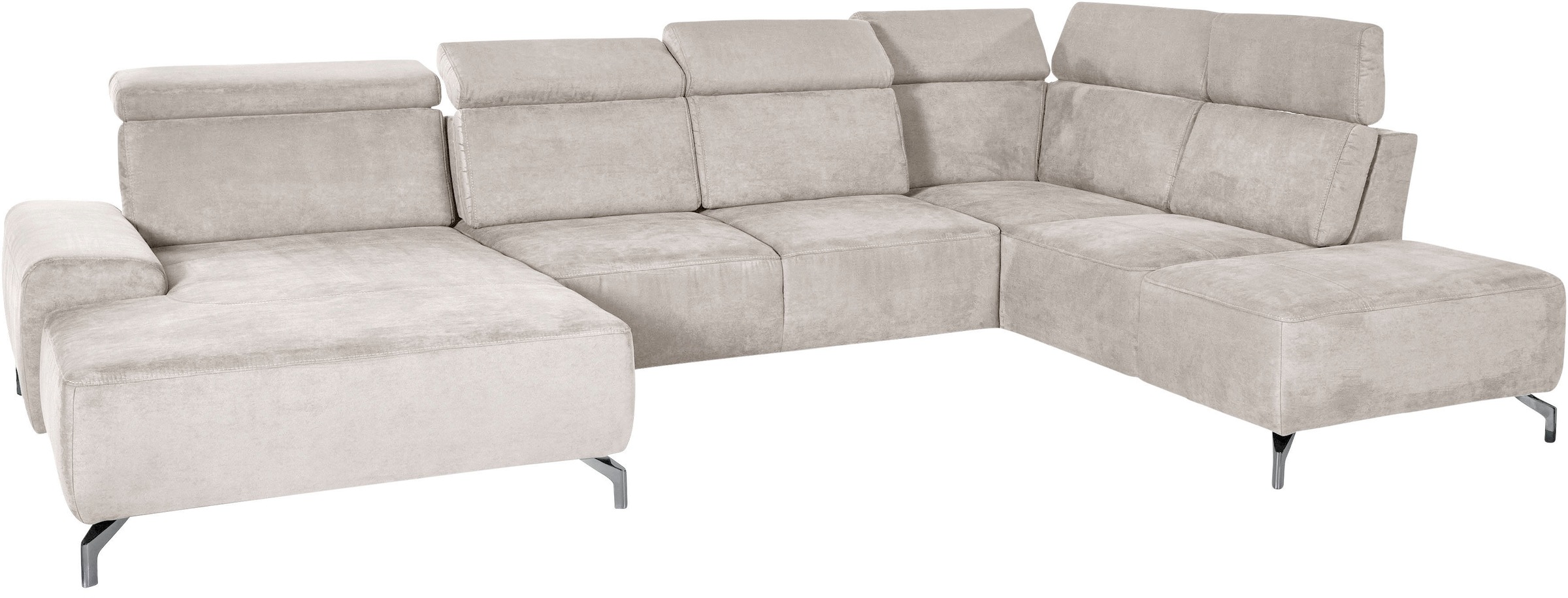sit&more Wohnlandschaft »Gizeh U-Form«, 12 cm Fußhöhe, inklusive Sitztiefenverstellung und Kopfteilverstellung