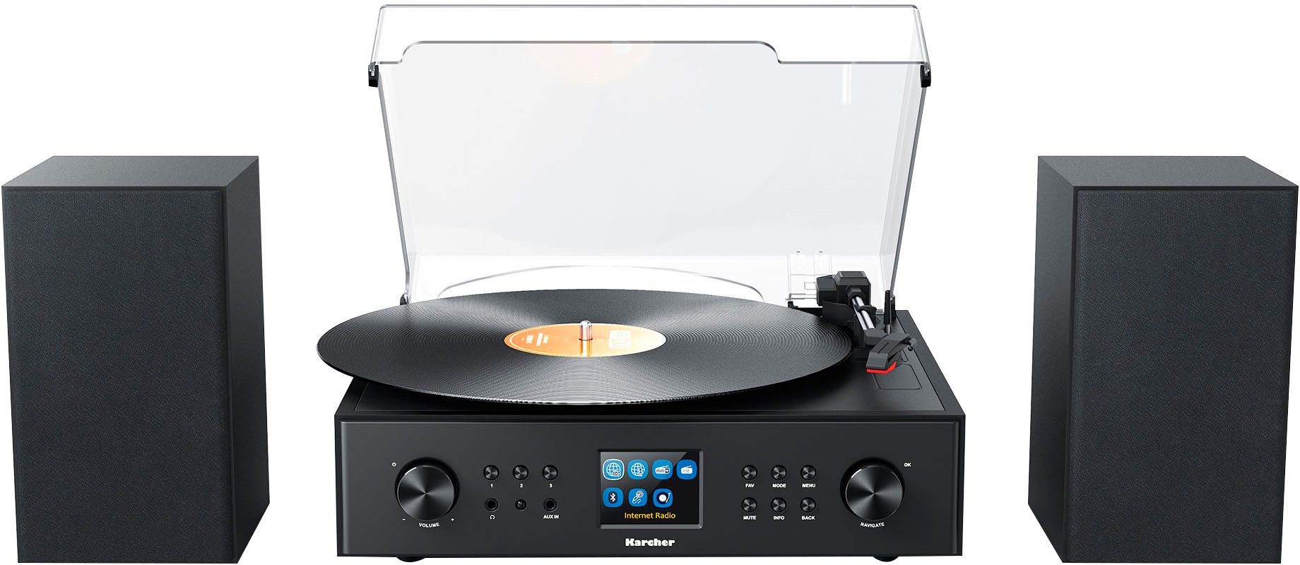 KARCHER Stereoanlage »MC 8000DI« (Bluetooth WLAN Digitalradio (DAB+) Internetradio UKW mit RDS 20 W) Schallplattenspieler, Bluetooth, Stereo...