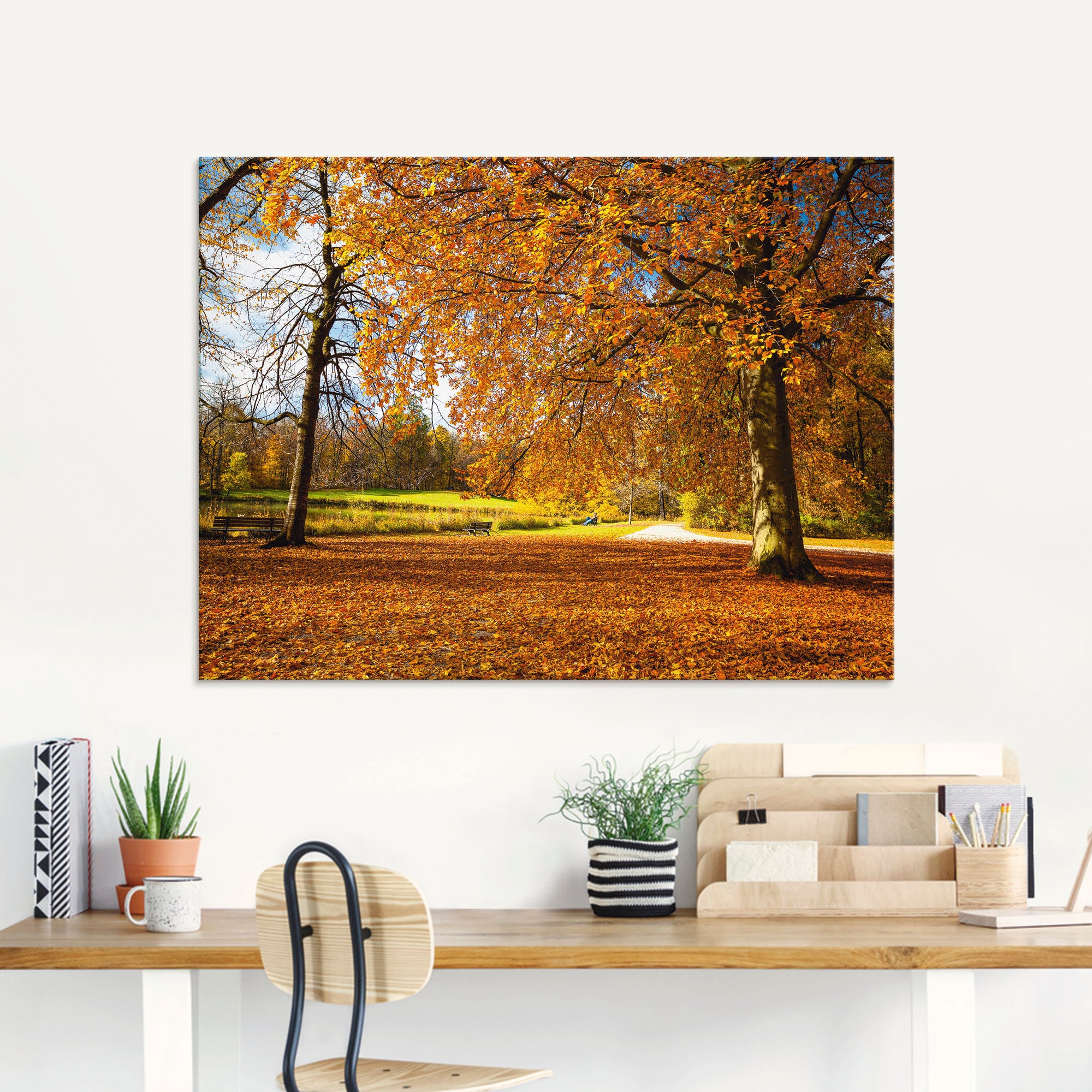 Artland Glasbild "Herbst bei Schlosses Nymphenburg", Wiesen & Bäume, (1 St. günstig online kaufen