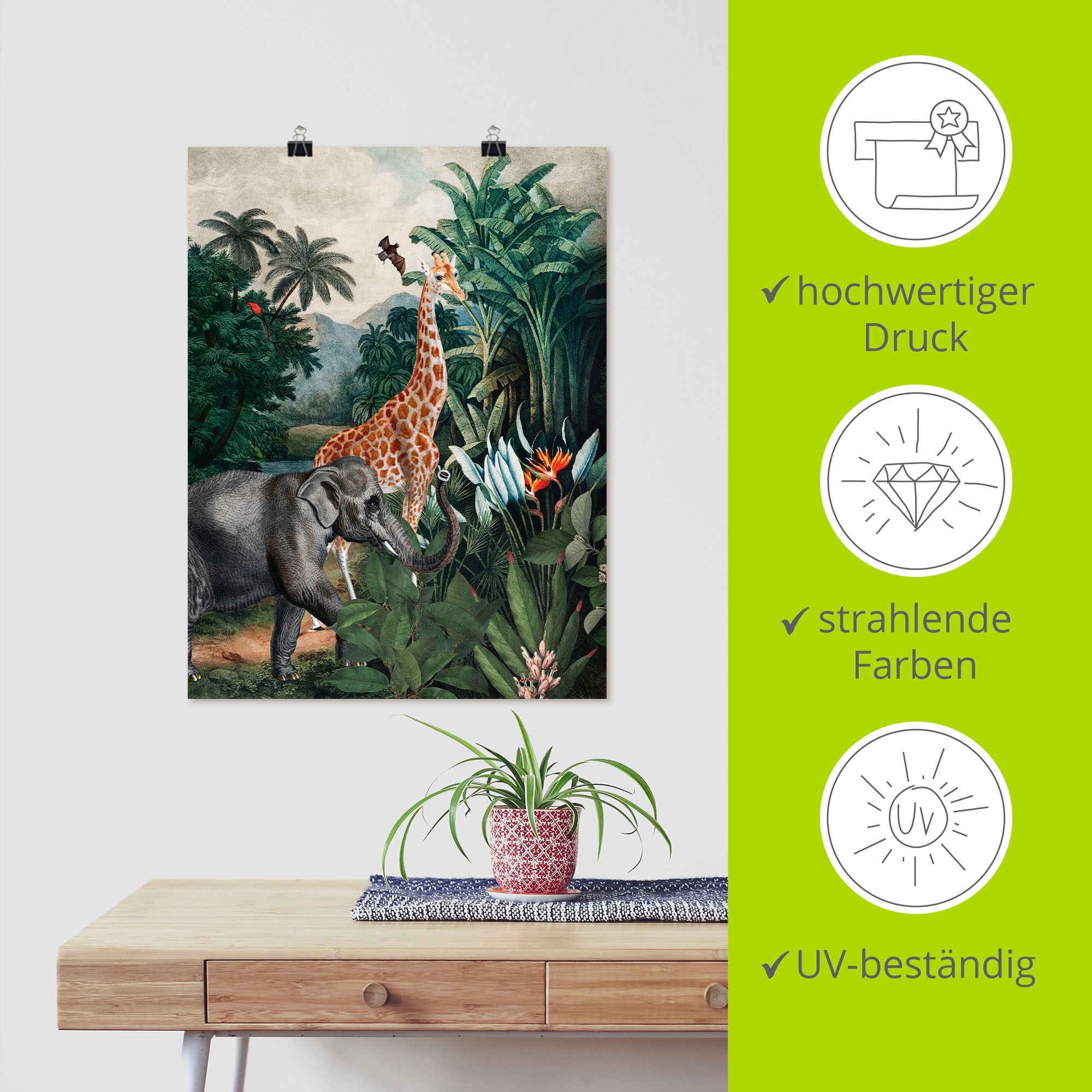 Artland Poster »Afrikanischer Dschungel« Wildtiere 1 Stk. tlg. ohne Rahmen