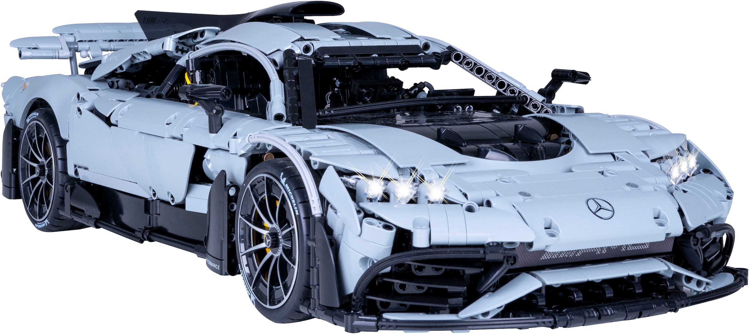 Jamara RC-Auto »CaDA, Mercedes-AMG ONE 1:8 grau 2,4GHz Bricks«, (3295 tlg.), mit LED Licht