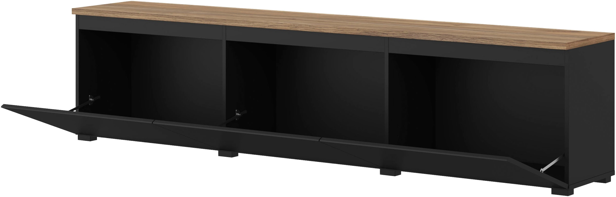 OTTO home Lowboard »Modo, Breite 200 cm, moderne grifflose TV-Kommode 3 Klappen« TV-Kommode mit viel Stauraum, TV-Bank