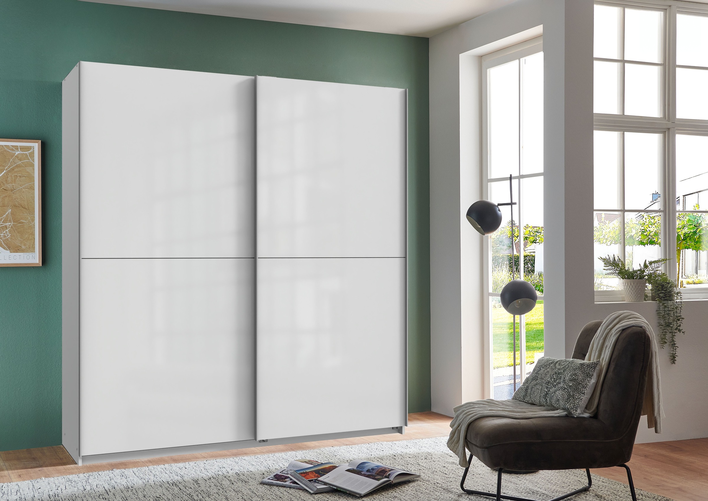 Wimex Kleiderschrank »Mugano, B/T/H 135 oder 180/65/198cm, Made in Germany«, (wähle Deine Ausstattung: Basic oder Premium!), 2 Schwebetüren mit oder ohne Spiegel, Metallgriffe