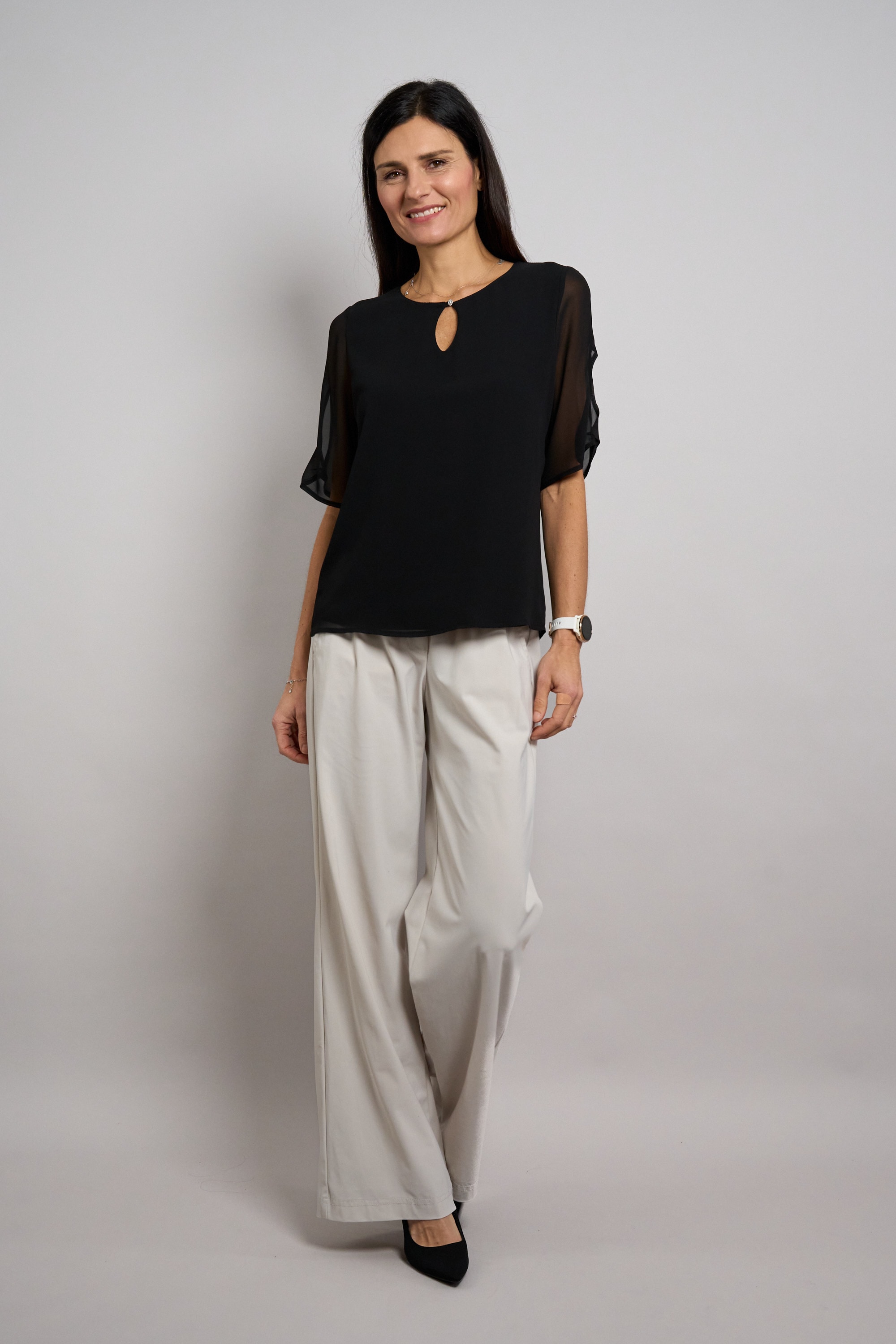 Seidel Moden Chiffonbluse »Otto exclusiv« Halbarm mit Cut-Out-Detail und Glitzerstein - MADE IN GERMANY