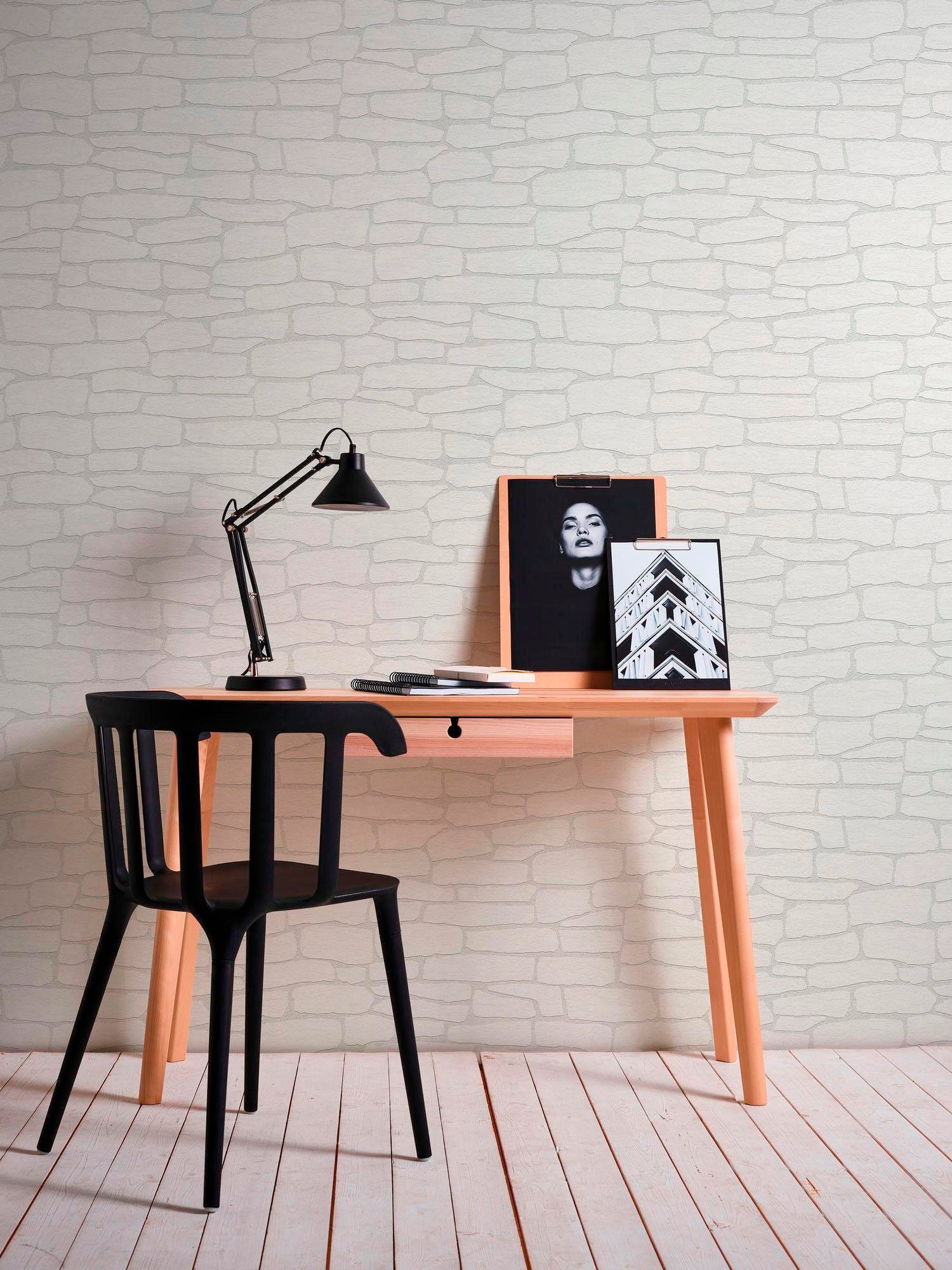 A.S. Création Vliestapete »Meistervlies«, Steinoptik-gemustert-Motiv, Modern Tapete Stein Überstreichbar Tapeten Wohnzimmer modern Flur Büro