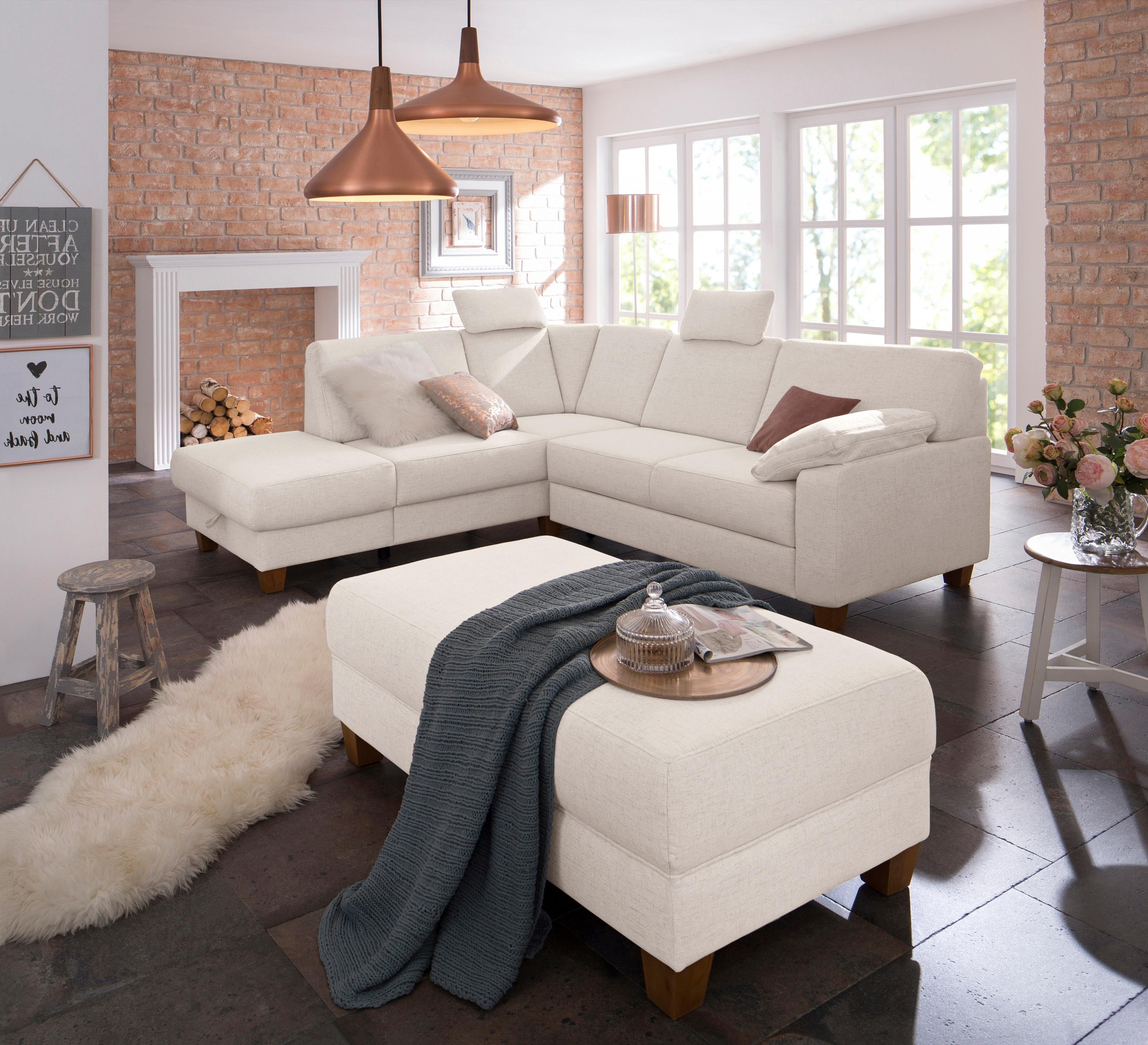 Home affaire Ecksofa »Belfort L-Form«, mit Federkern, wahlweise mit Bettfunktion und Stauraum