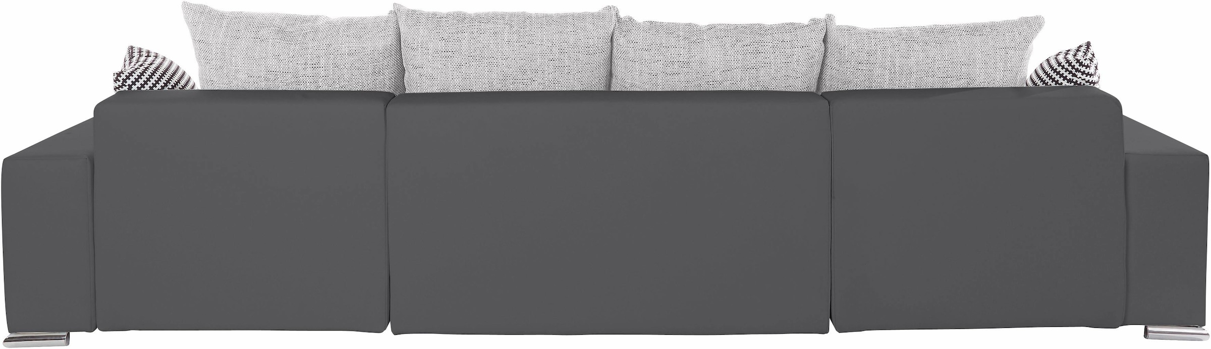 COLLECTION AB Wohnlandschaft »XL-Josy U-Form, Breite 313 cm, Kunstleder-Mix, Microfaser«, inkl. Bettfunktion, Bettkasten, mit 4 gleich großen Rückenkissen