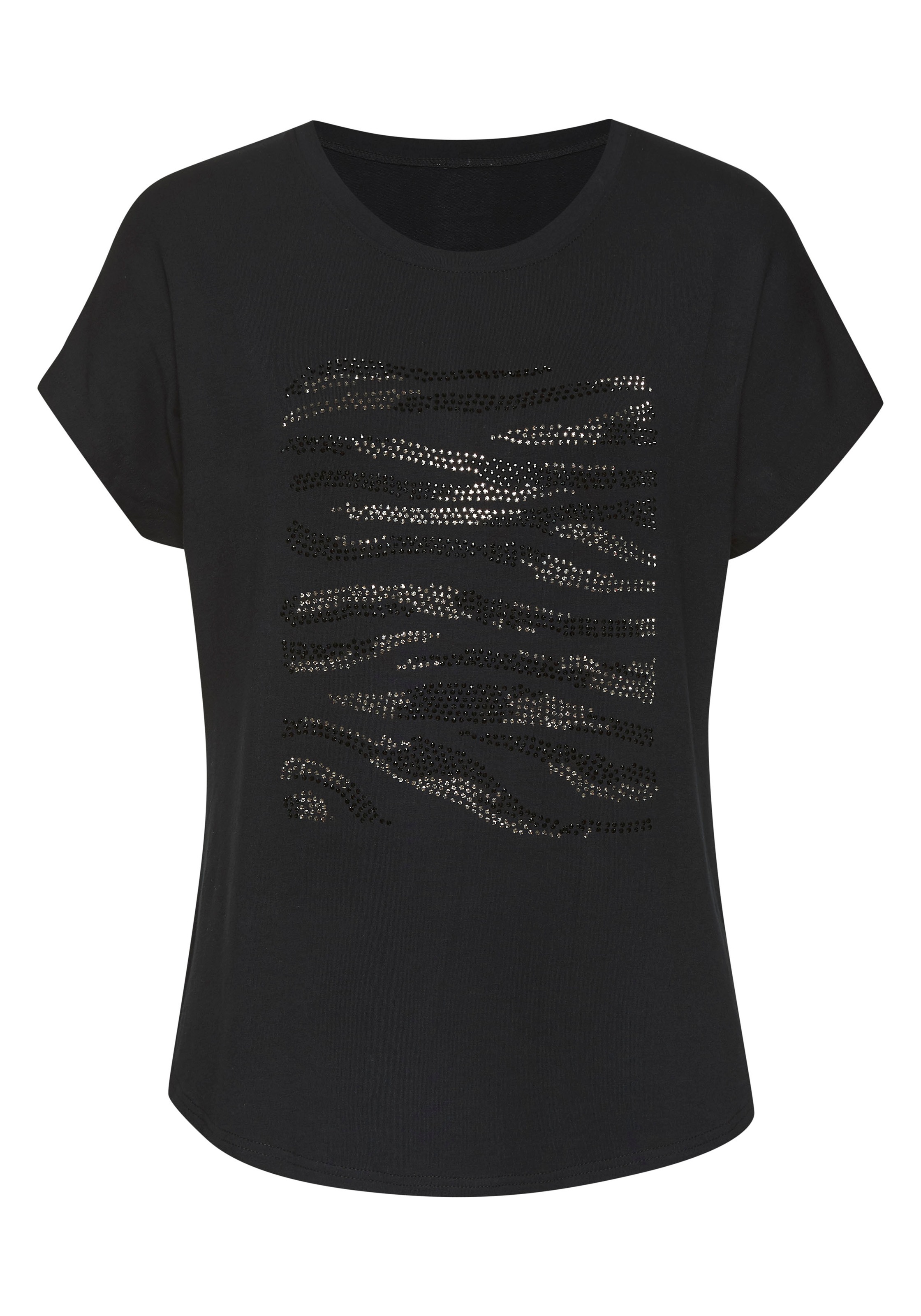 LASCANA Rundhalsshirt »mit Strass-Dessin«, aus hochwertiger French Terry-Qualität aus Viskose