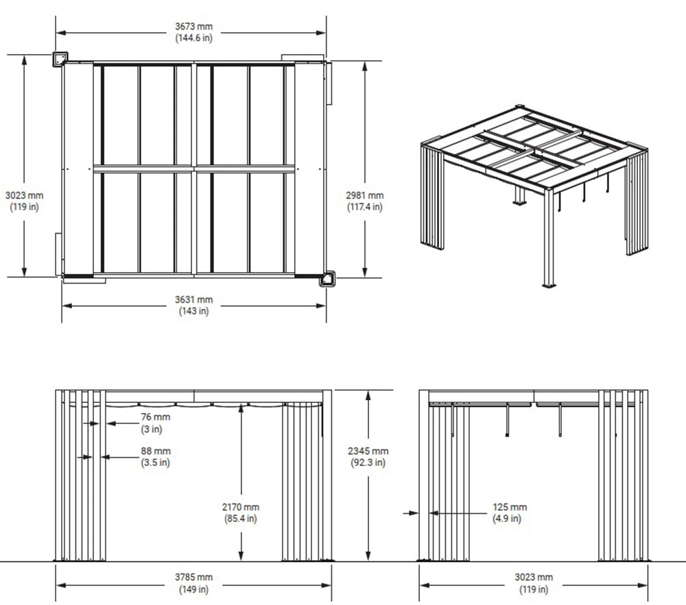 Sojag Pavillon »Kiruna 1012 Anthrazit« 299,3x364,3x297,6cm