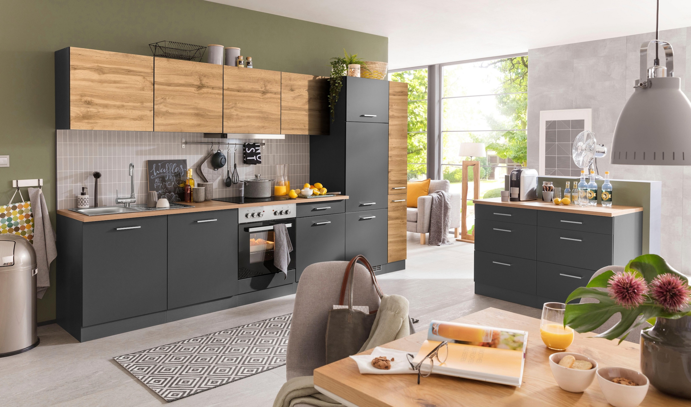 KOCHSTATION Küchenzeile »KS-Kehl«, mit E-Geräten, Breite 330 cm, inkl. Kühlschrank und Geschirrspüler