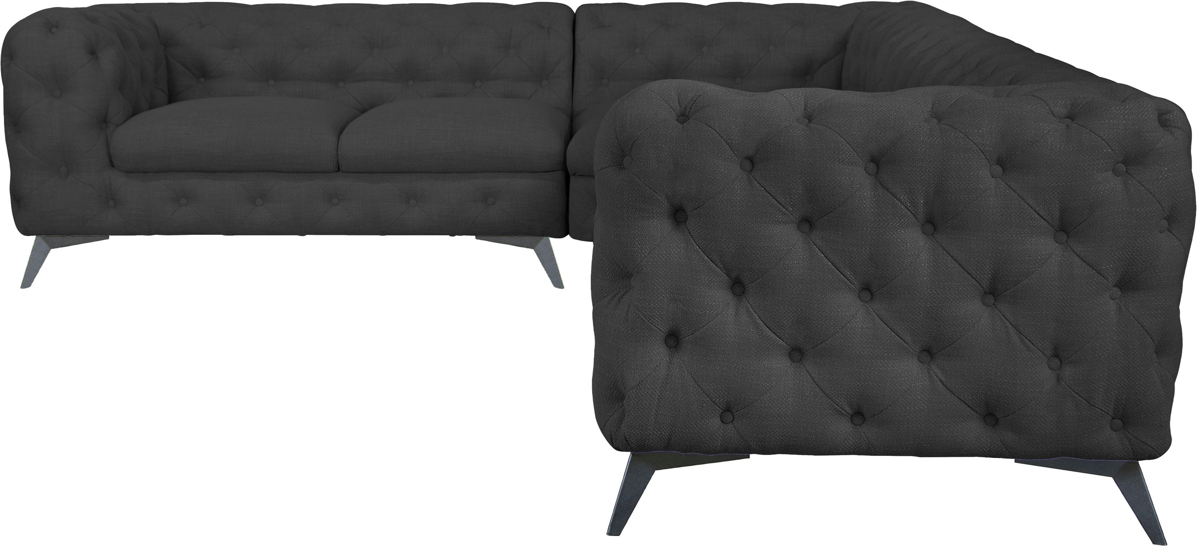 Leonique Chesterfield-Sofa »Ecksofa GLYNIS L-Form mit Wellenunterfederung, günstig online kaufen