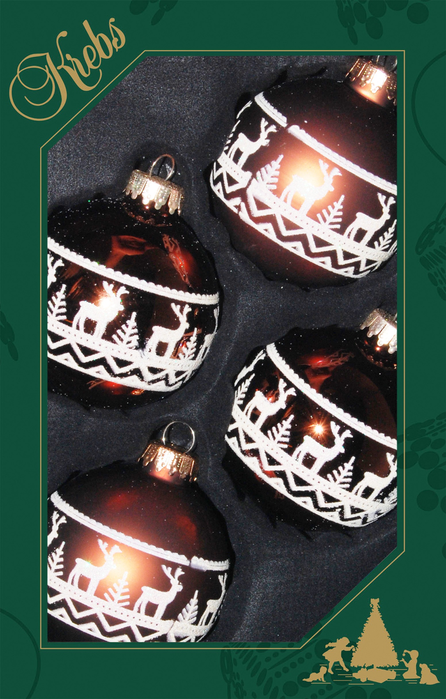 KREBS GLAS LAUSCHA Weihnachtsbaumkugel »CBK81920, Weihnachtsdeko, Christbaumschmuck, Christbaumkugeln Glas« mit Banddekor braun