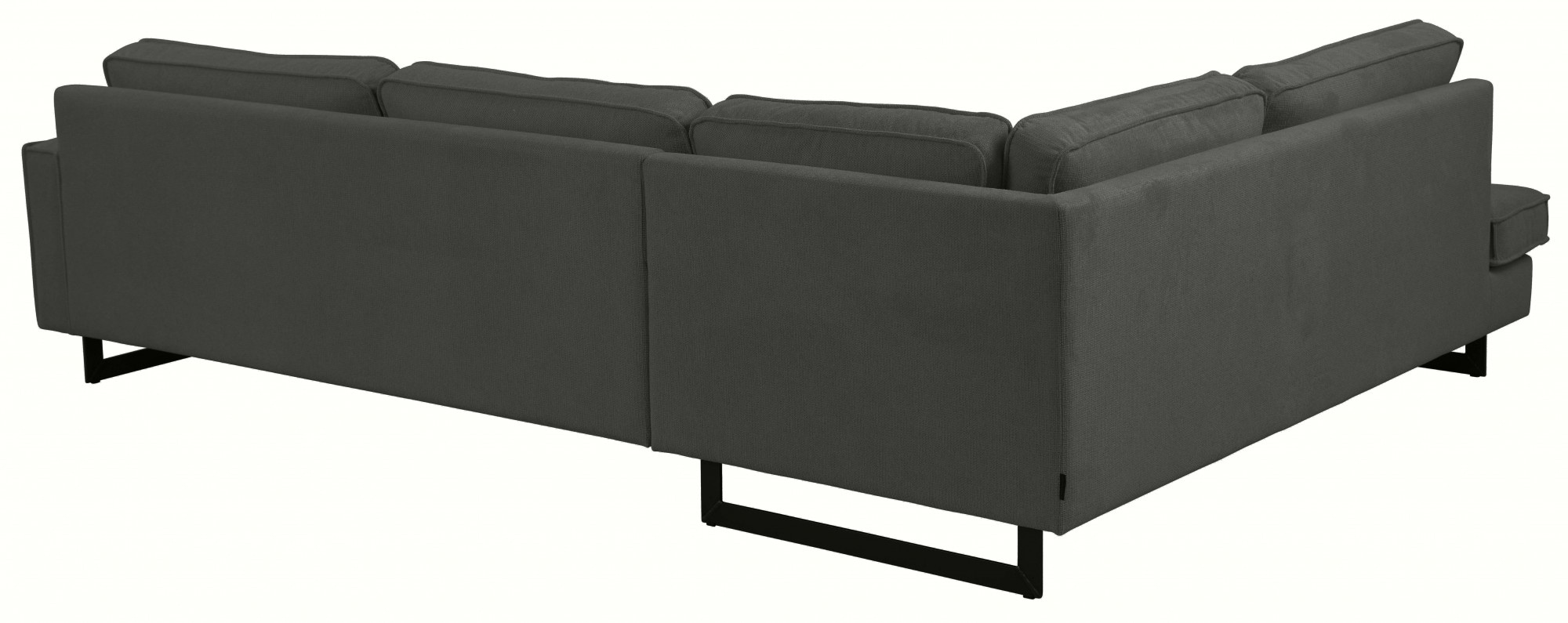 Places of Style Ecksofa »Pinto, 290 cm, Cord, Chenille, Lederoptik, Ottomane links / rechts«, mit Keder, schwarze Metallfüße, Wellenunterfederung