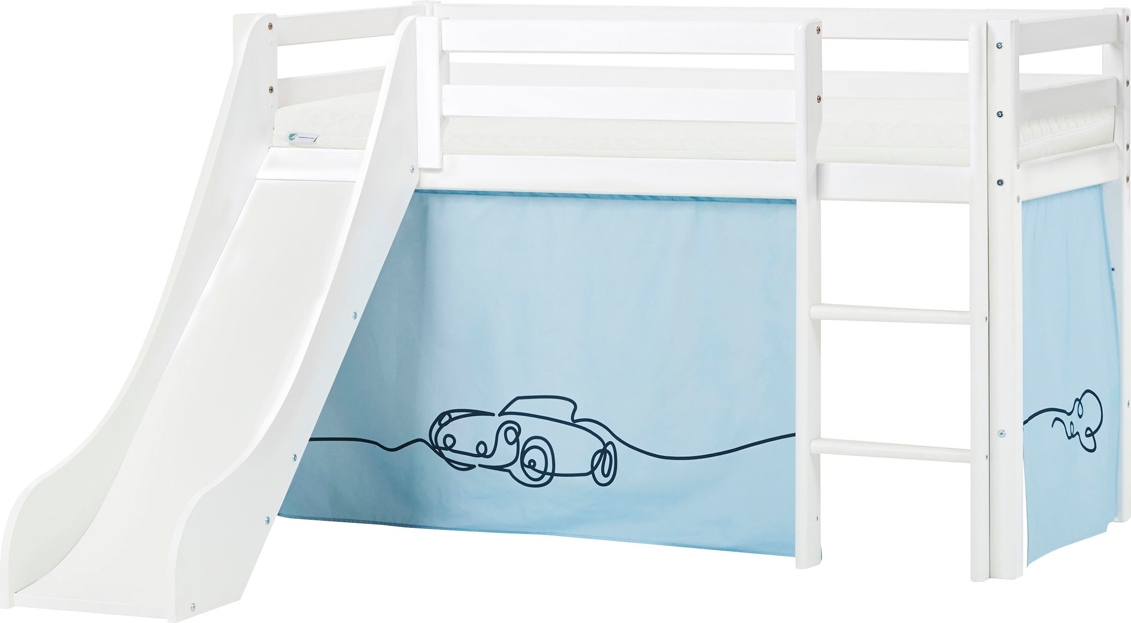 Hoppekids Hochbett ""Cars"", Rutsche & Vorhang Blau und viel Auswahl günstig online kaufen