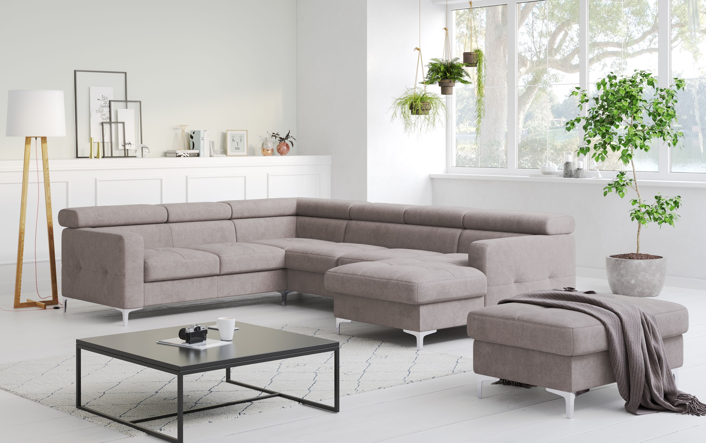 COTTA Wohnlandschaft »Sammy U-Form«, mit Kopfteilverstellung, wahlweise mit Bettfunktion & Bettkasten