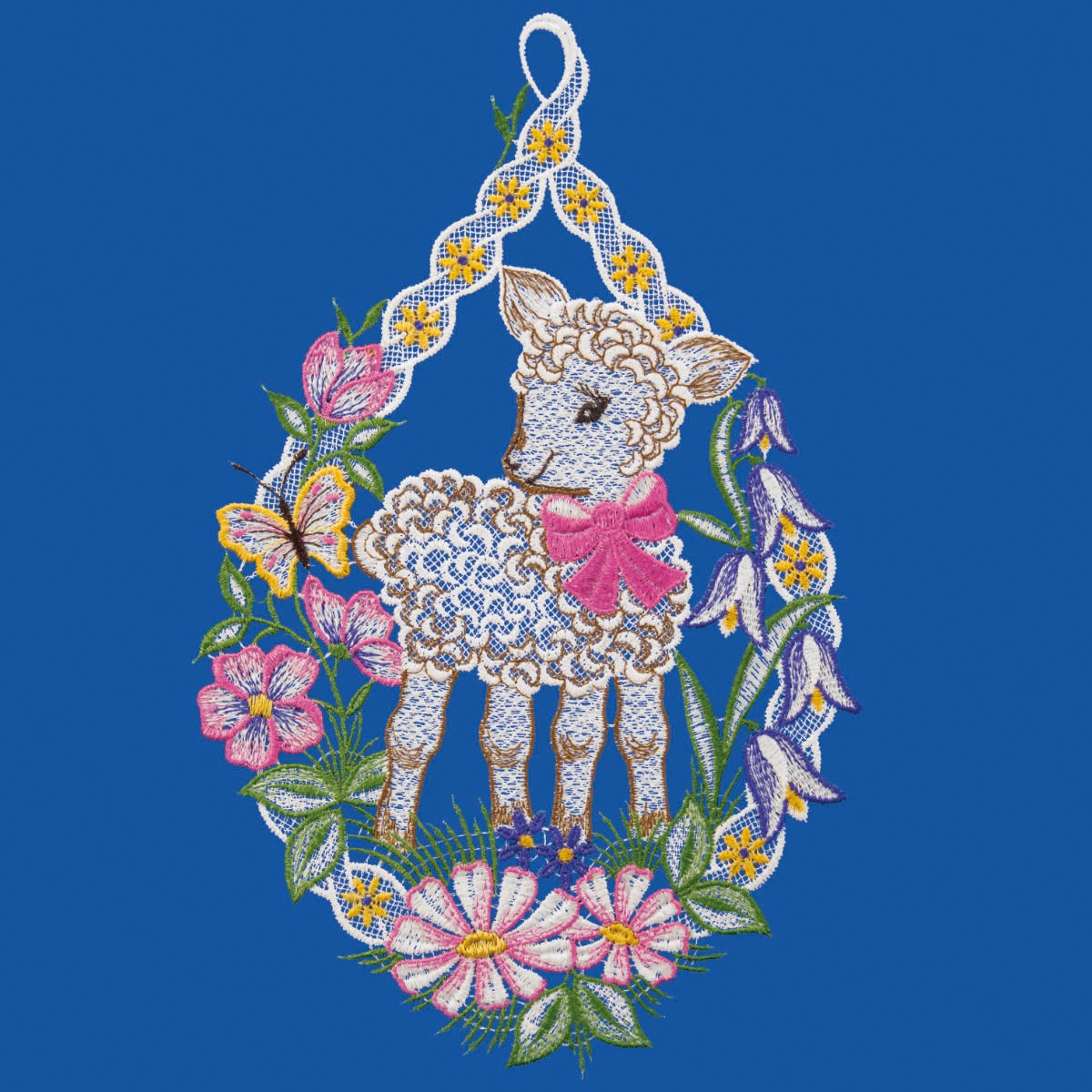 W. Reuter & Sohn - Plauener Spitze Fensterbild "Osterlämmchen", Made in Ger günstig online kaufen