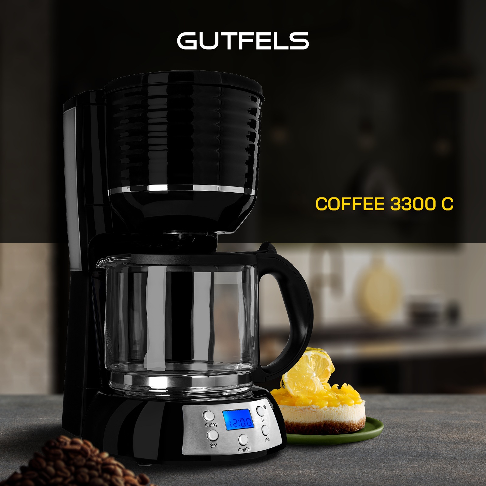 Gutfels Filterkaffeemaschine »COFFEE 3300 C«, 1,5 l Kaffeekanne, Papierfilter, 1x4, 1,50 L Glaskanne, 1080 Watt