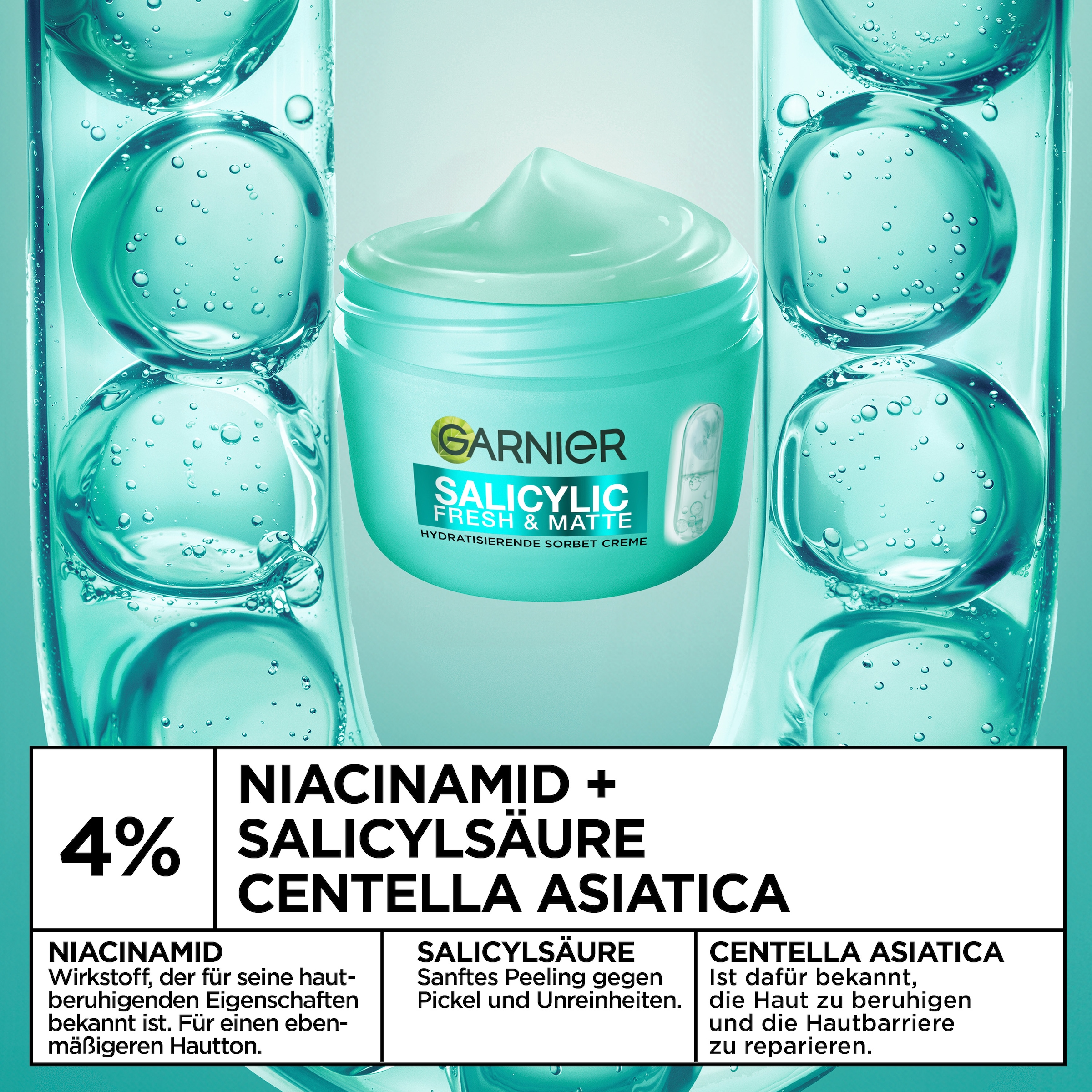 GARNIER Tagescreme »FRESH & MATTE SALICYLIC SORBET CREME« sanftes Peeling gegen Pickel und Unreinheiten