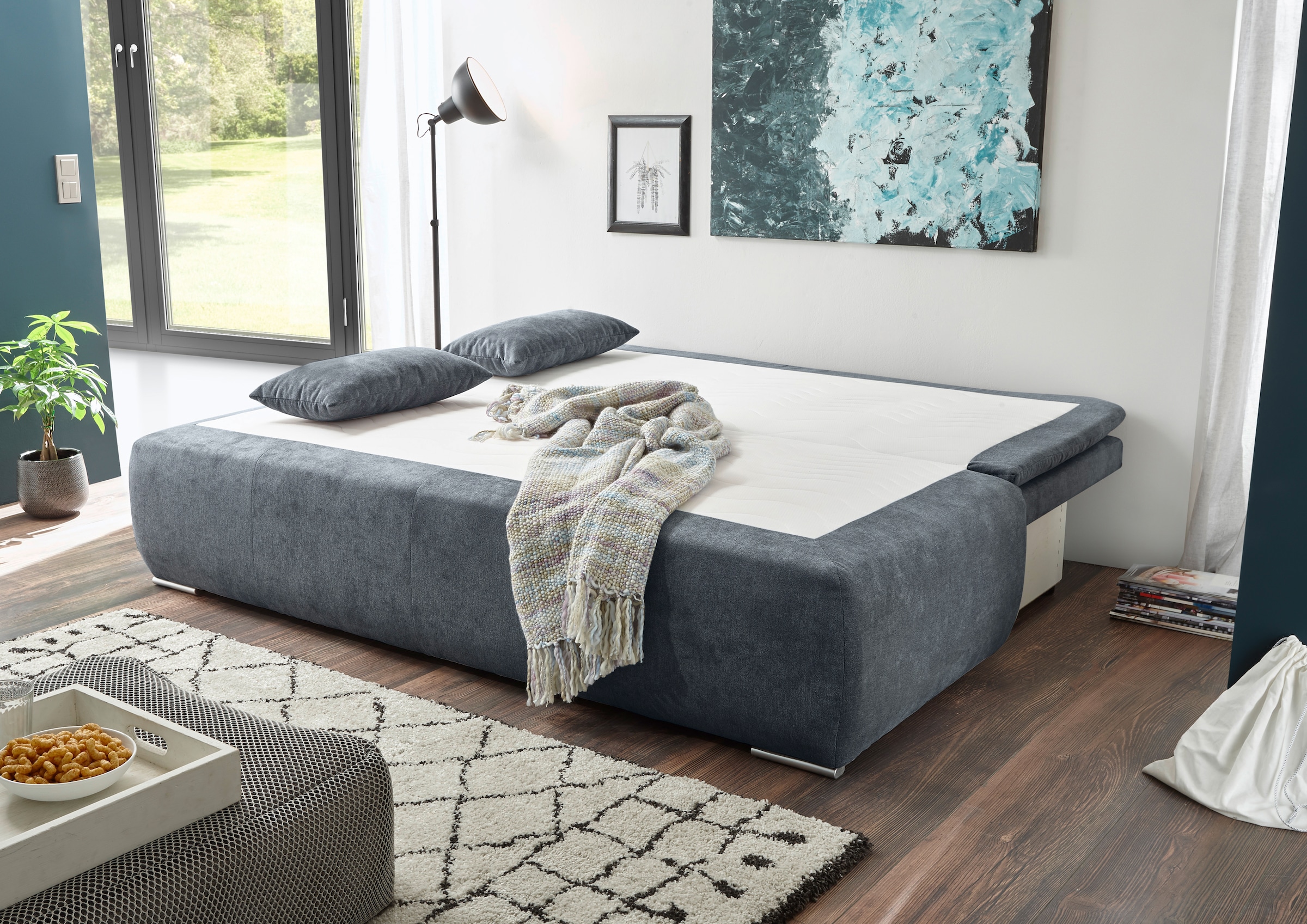 ED EXCITING DESIGN Schlafsofa »Jana«, mit Bettkasten & 2 Armlehnenkissen