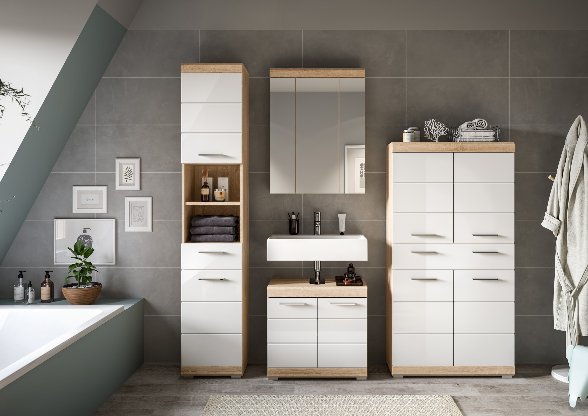 INOSIGN Badmöbel-Set »Siena, 4 teilig, bestehend aus:«, (Set), Hochschrank, günstig online kaufen