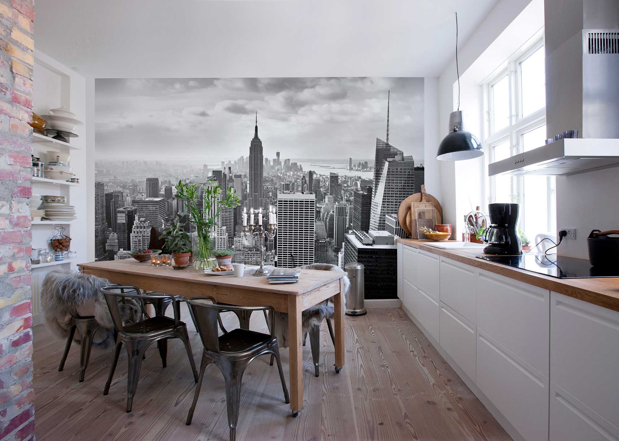 Komar Fototapete »NYC Black And White - Größe 368 x 254 cm«, bedruckt, Wohnzimmer, Schlafzimmer