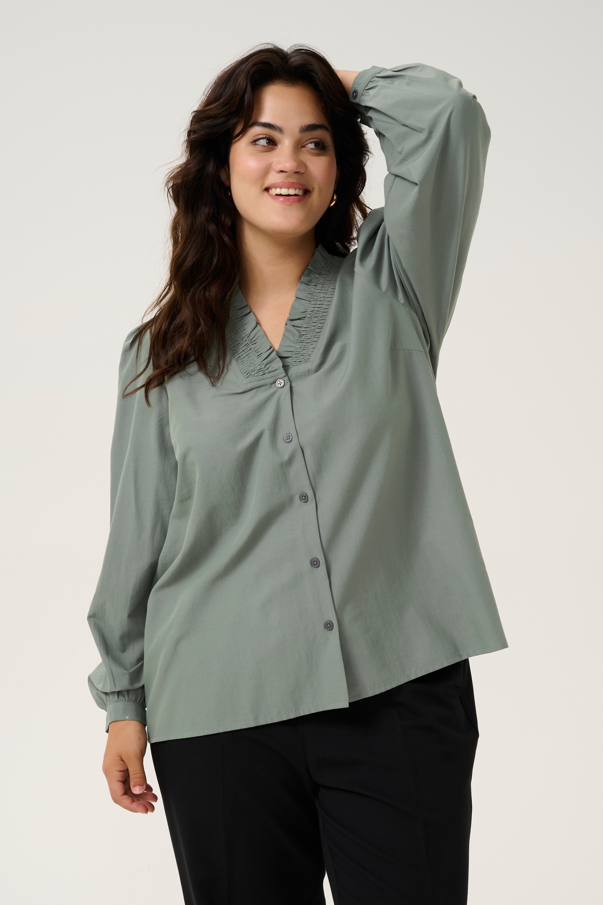KAFFE Curve Langarmbluse »Damen Langarm-Bluse KCmai«