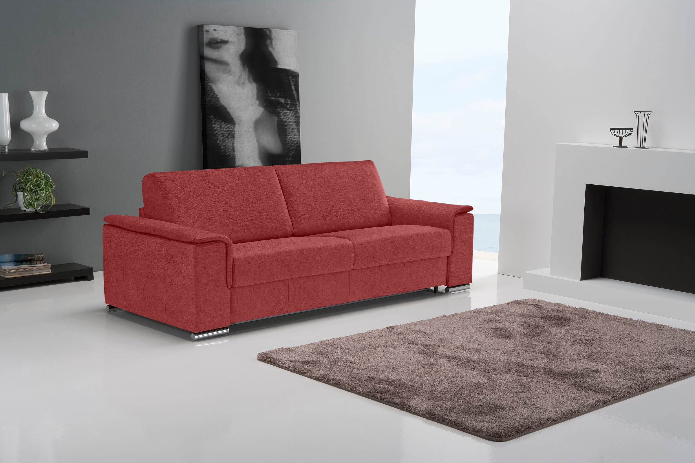 Egoitaliano Schlafsofa »Cecilia, modern & elegant, erstklassiger Sitzkomfort, Dauerschläfer«, inkl. Matratze und hochwertigem Metallbettrahmen, toller Schlafkomfort