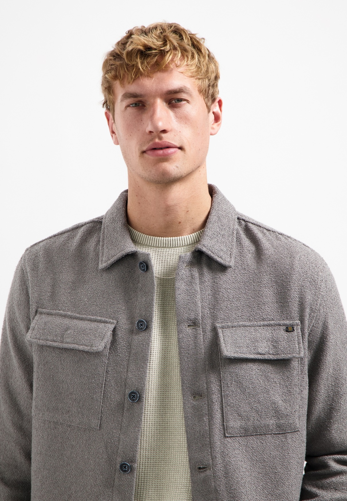 NO EXCESS Langarmhemd »No Excess Overshirt mit Knöpfen Overshirt Full Button Stretch«