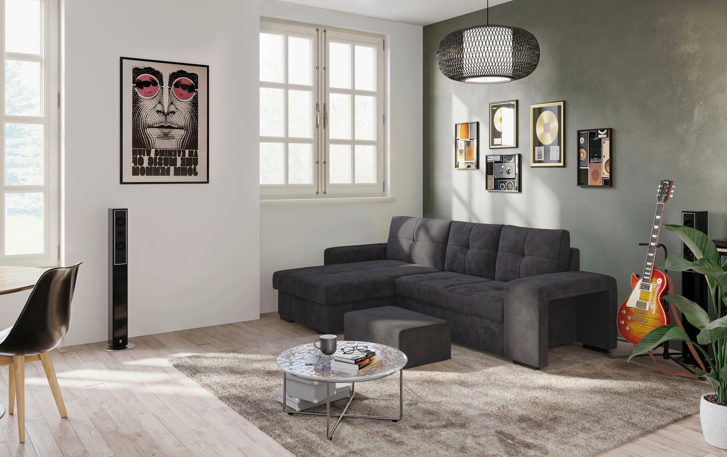 COTTA Ecksofa »Mattina L-Form«, mit Hocker, wahlweise mit Bettfunktion & Bettkasten