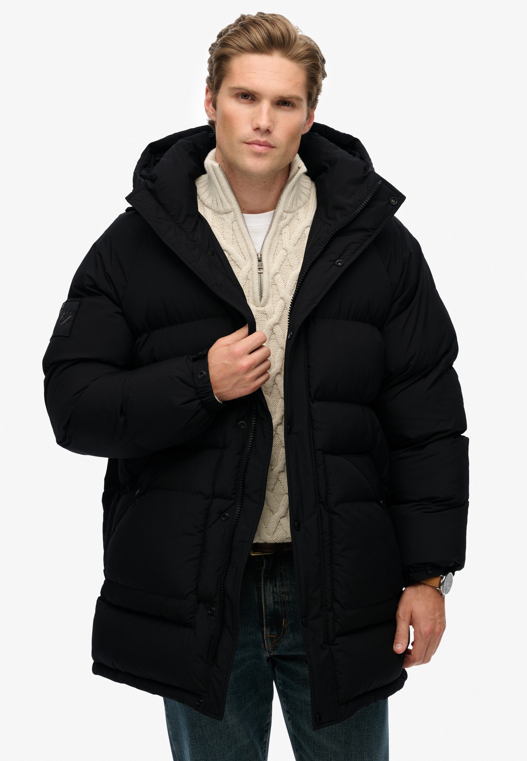 Superdry Steppjacke »XPD LONGLINE BAFFLE PARKA«, mit Kapuze