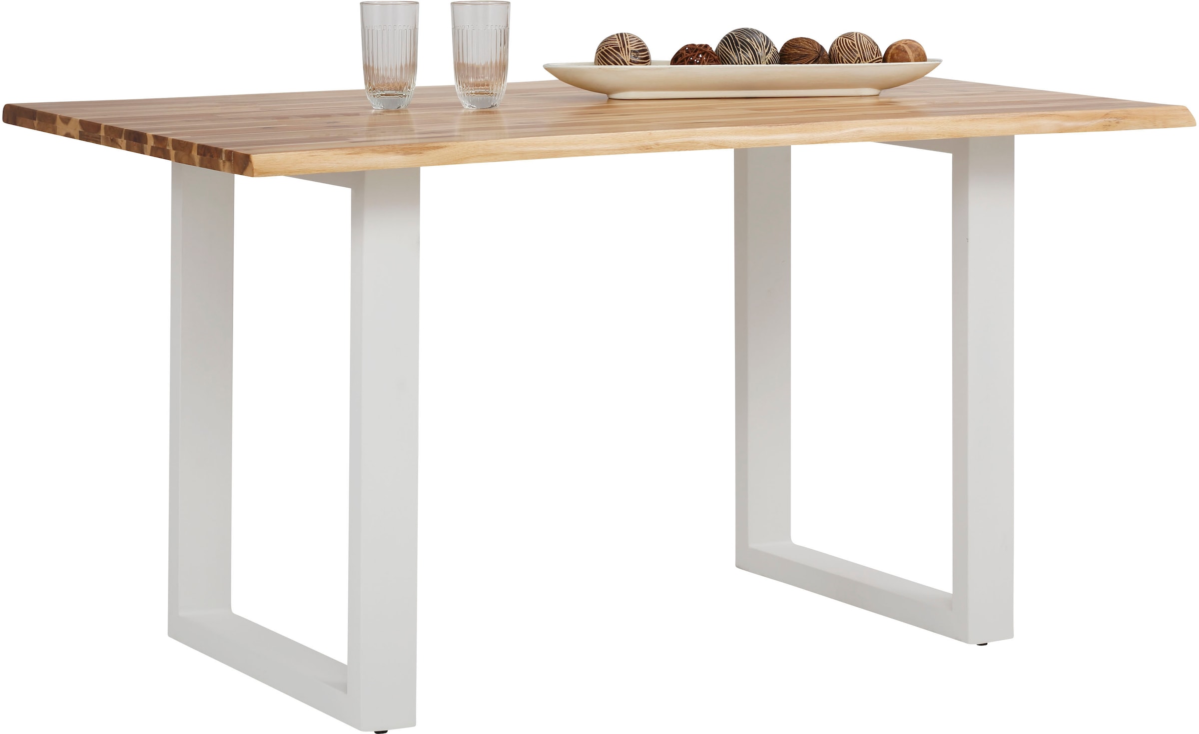 Home affaire Esstisch »Melody«, Akazienholz, mit Metallfußgestell Breite 140 cm