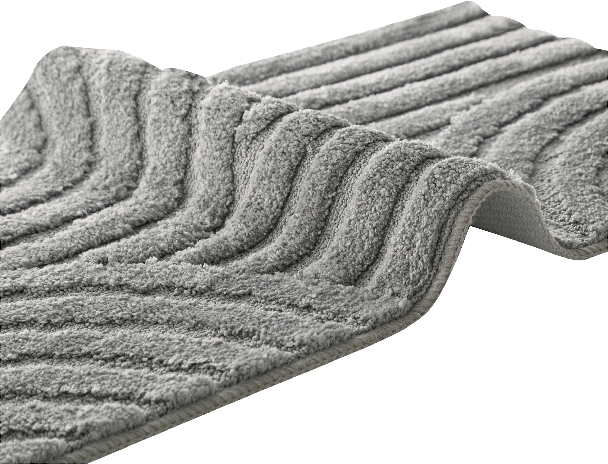 my home Badematte »Regona Scandi, Badvorleger, Badezimmer Teppich, Duschvorleger«, rutschhemmend beschichtet, strapazierfähig, Badteppich, Uni Farben, Hoch-Tief-Effekt, modernes Muster, Zen